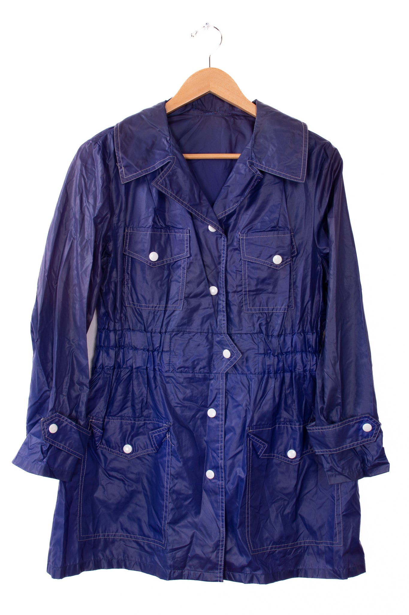 80s-90s Pirates Cove Dark Blue Nylon Long Rain Coat – Neomai Vintage