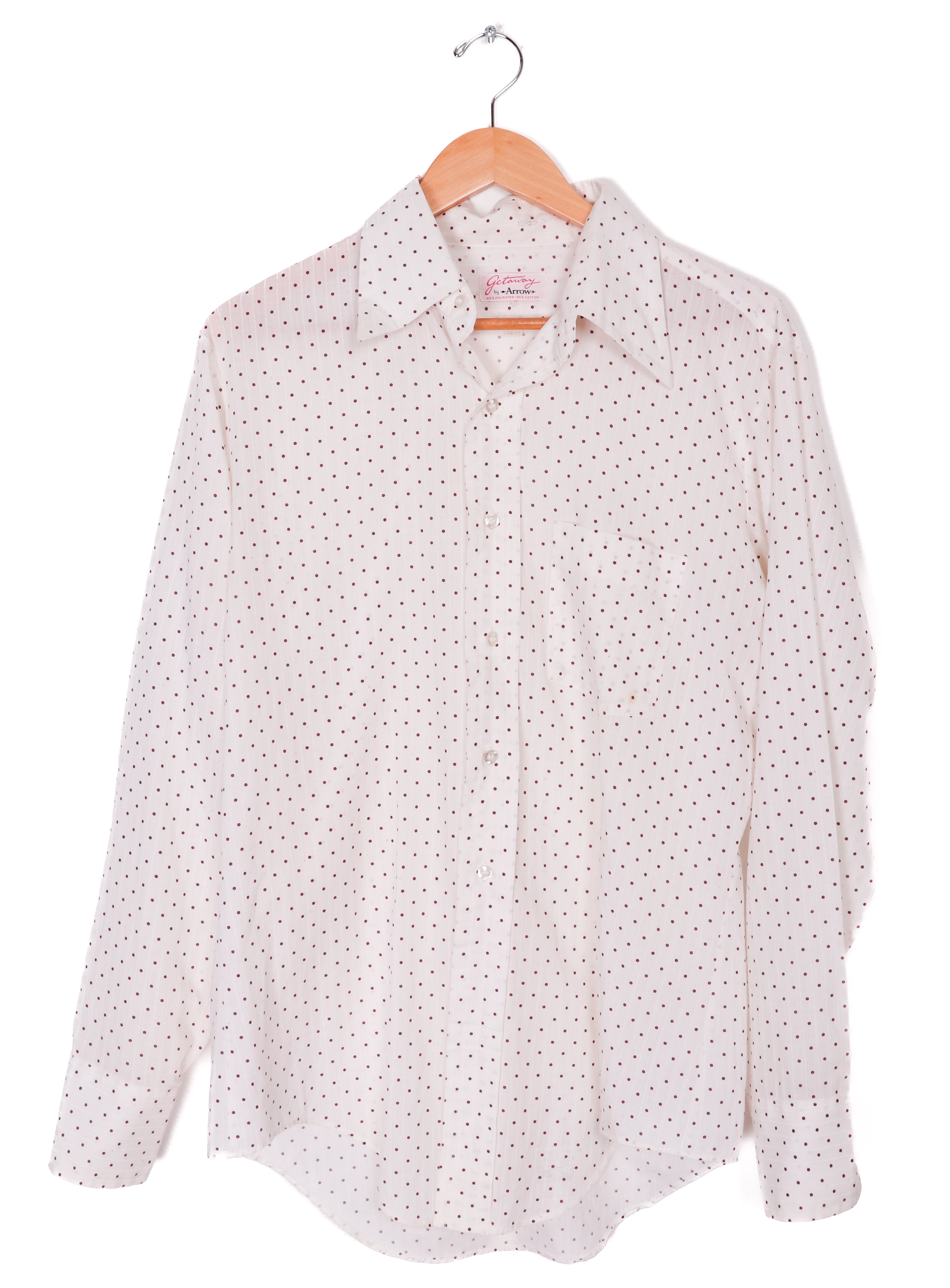 60s-70s Getaway by Arrow Polka Dot Button Up