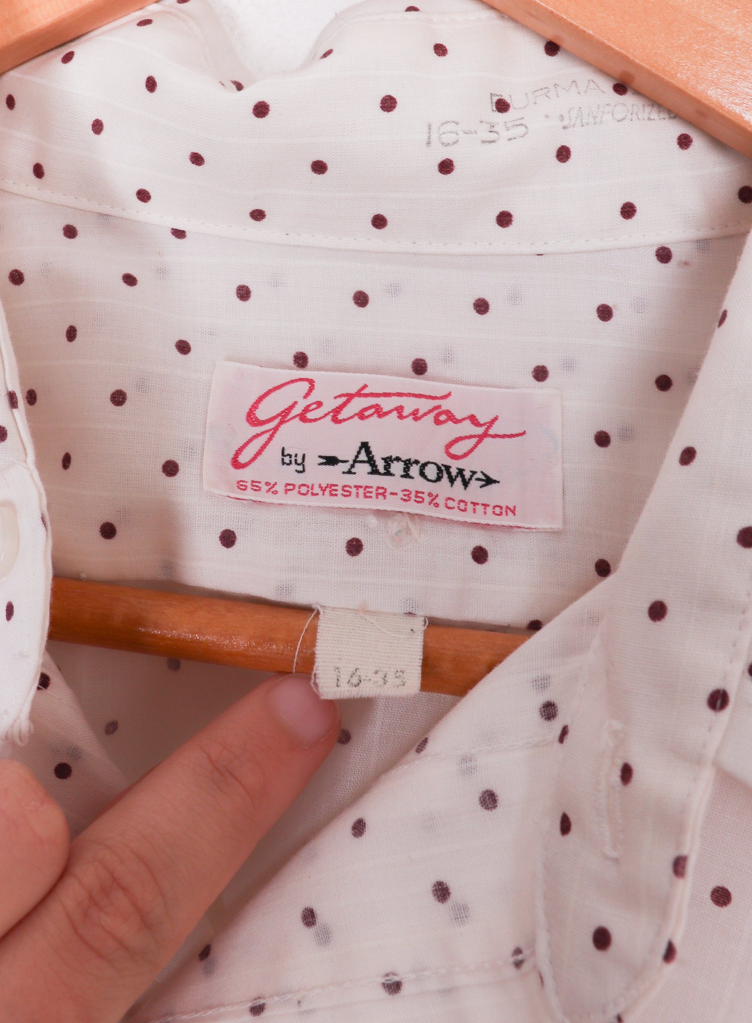 60s-70s Getaway by Arrow Polka Dot Button Up