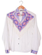 80s Circle T by Marilyn Lenox Western Fringe Button Up