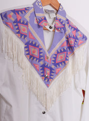 80s Circle T by Marilyn Lenox Western Fringe Button Up