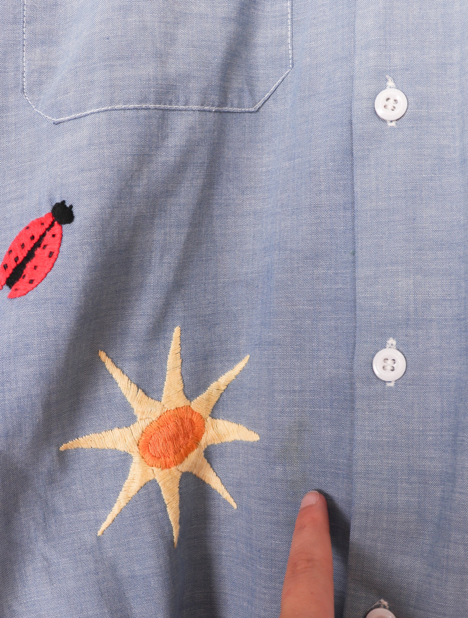 70s Montgomery Ward Custom Hand Embroidered Button Up