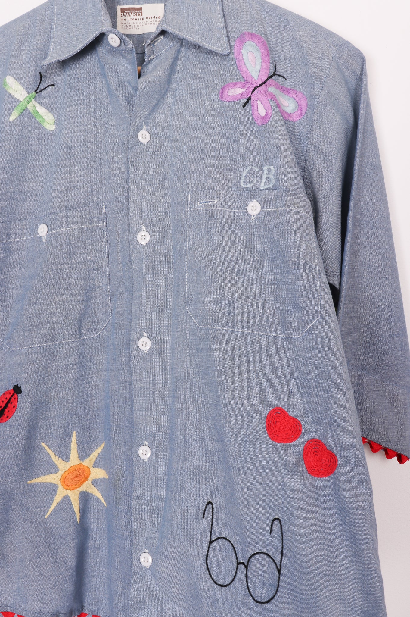 70s Montgomery Ward Custom Hand Embroidered Button Up