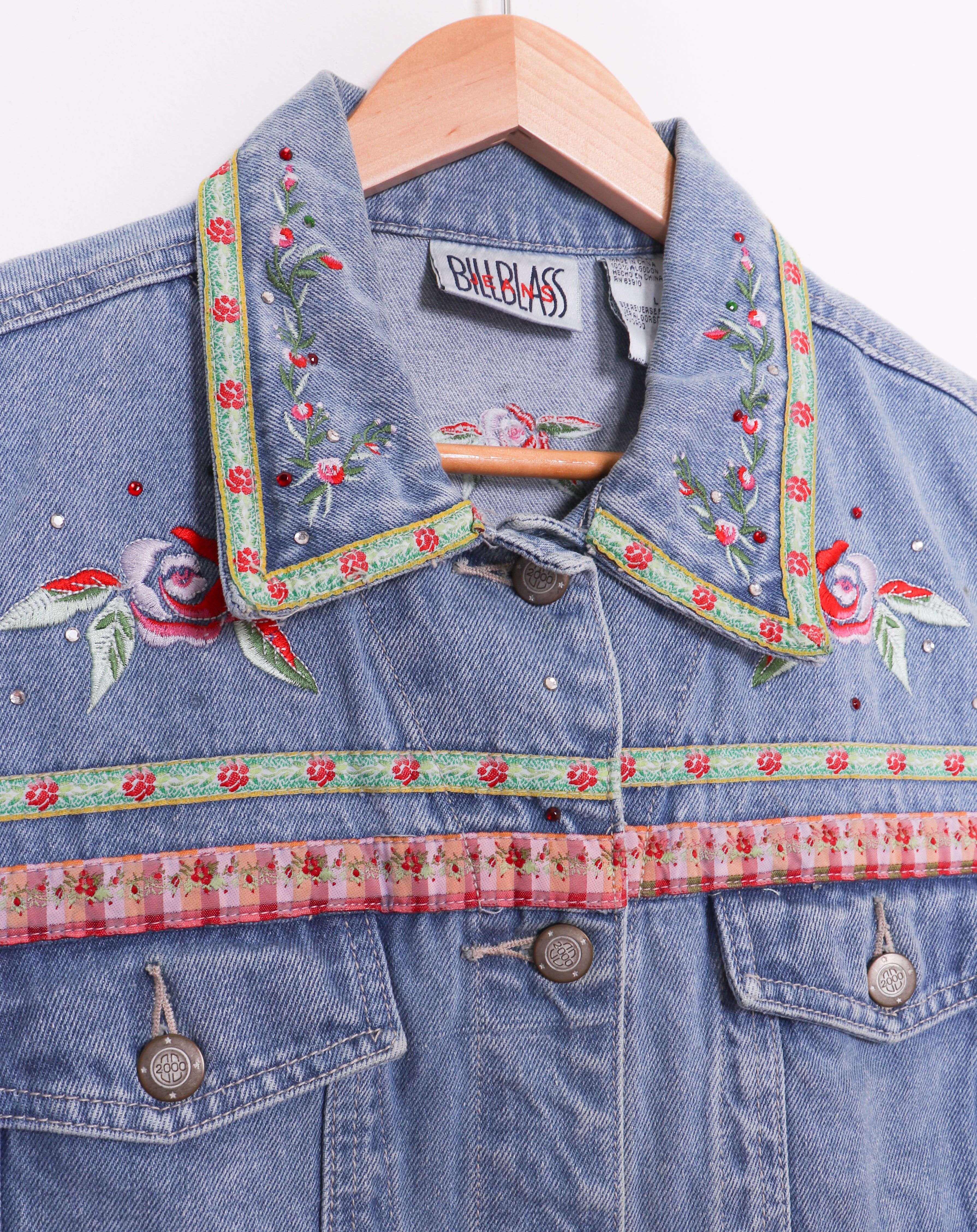 90s Bill Blass Jeans Floral Embroidered Denim Vest