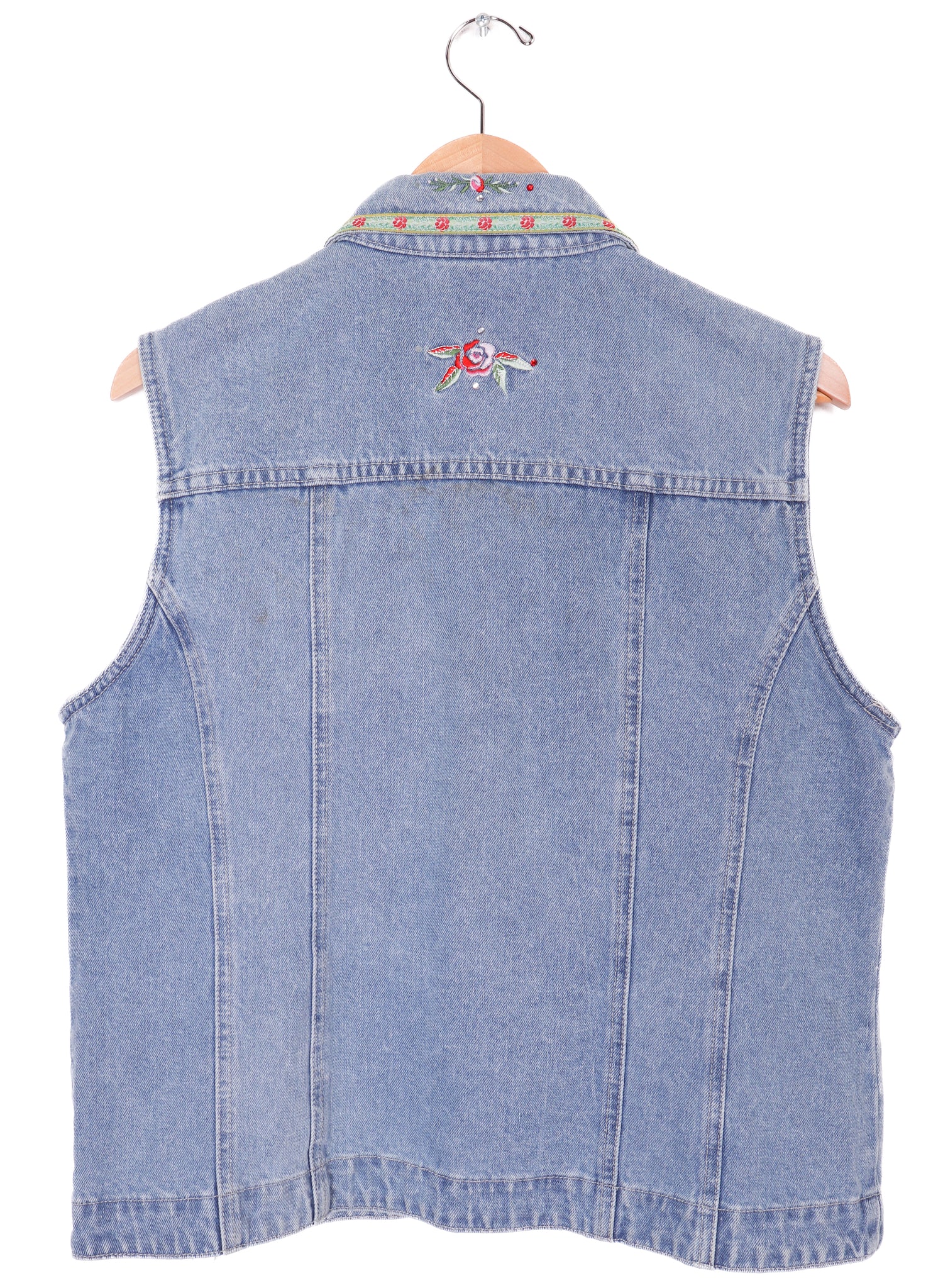 90s Bill Blass Jeans Floral Embroidered Denim Vest