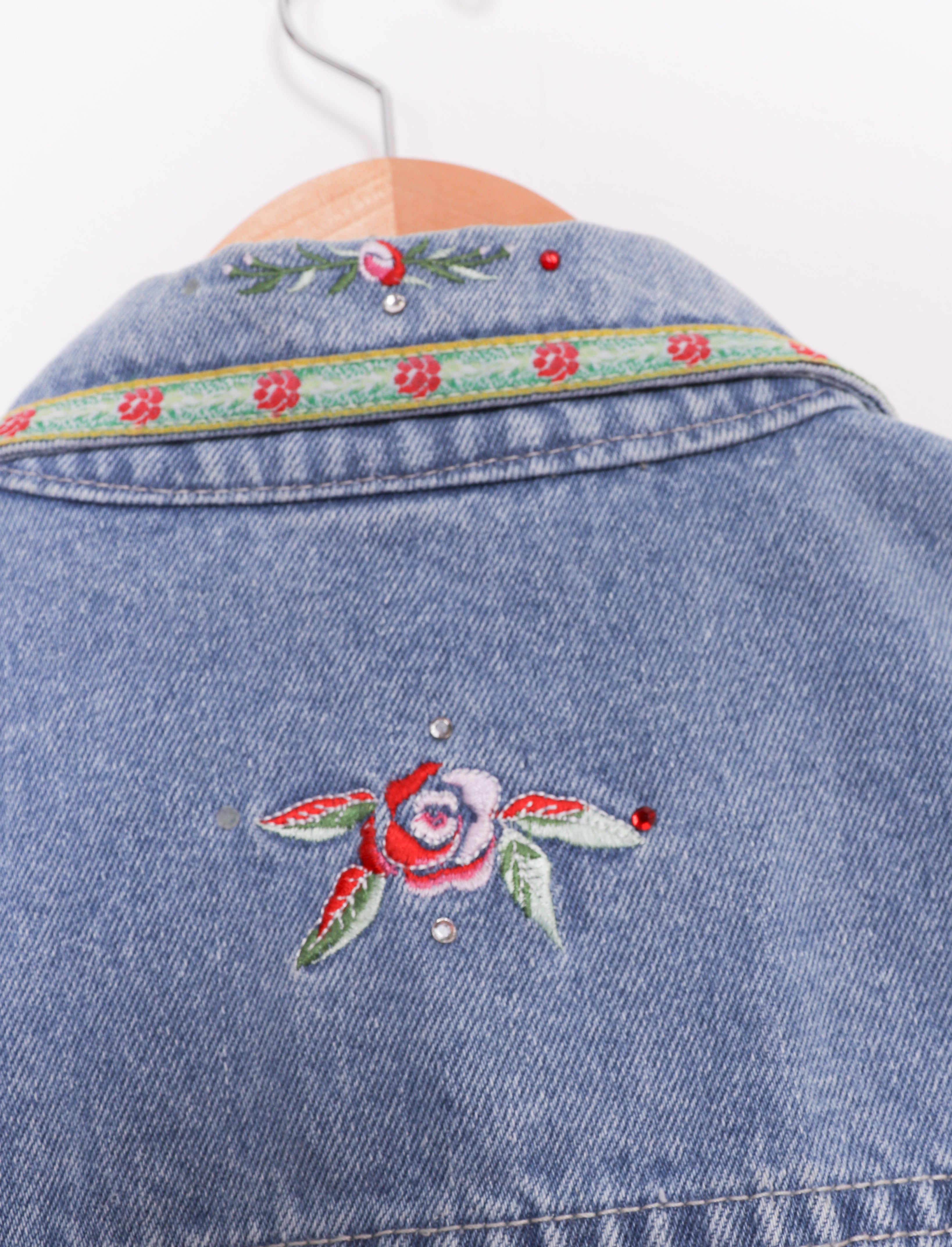 90s Bill Blass Jeans Floral Embroidered Denim Vest