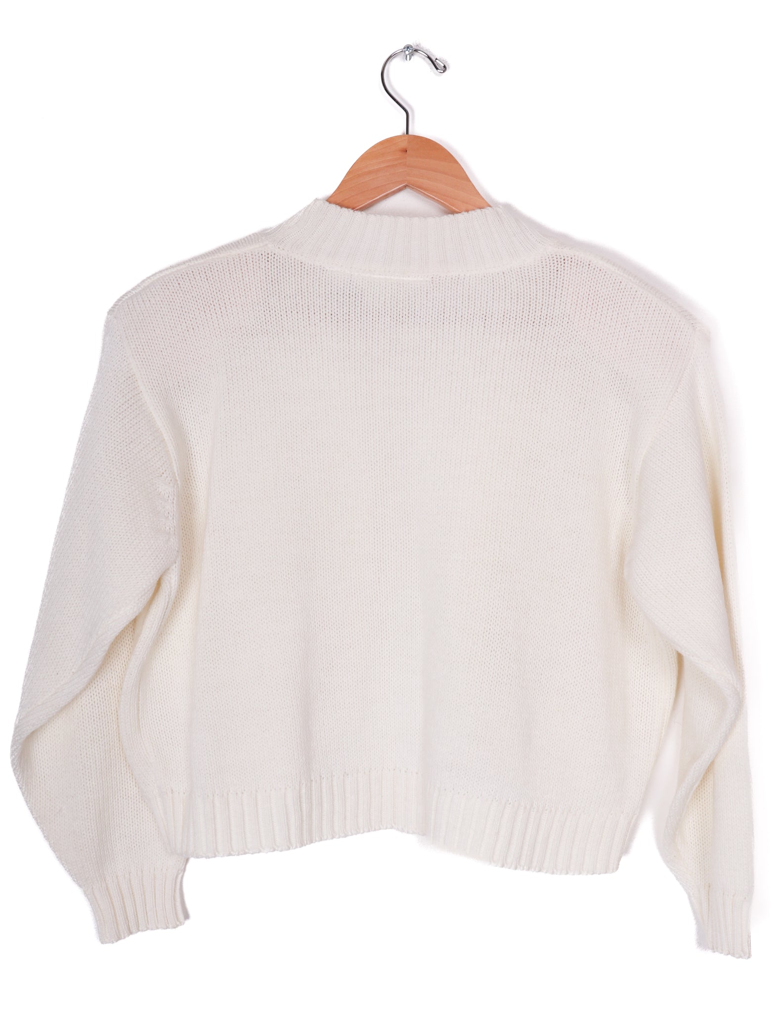 90s Exclusive Imports White Bejeweled Cropped Sweater Cardigan