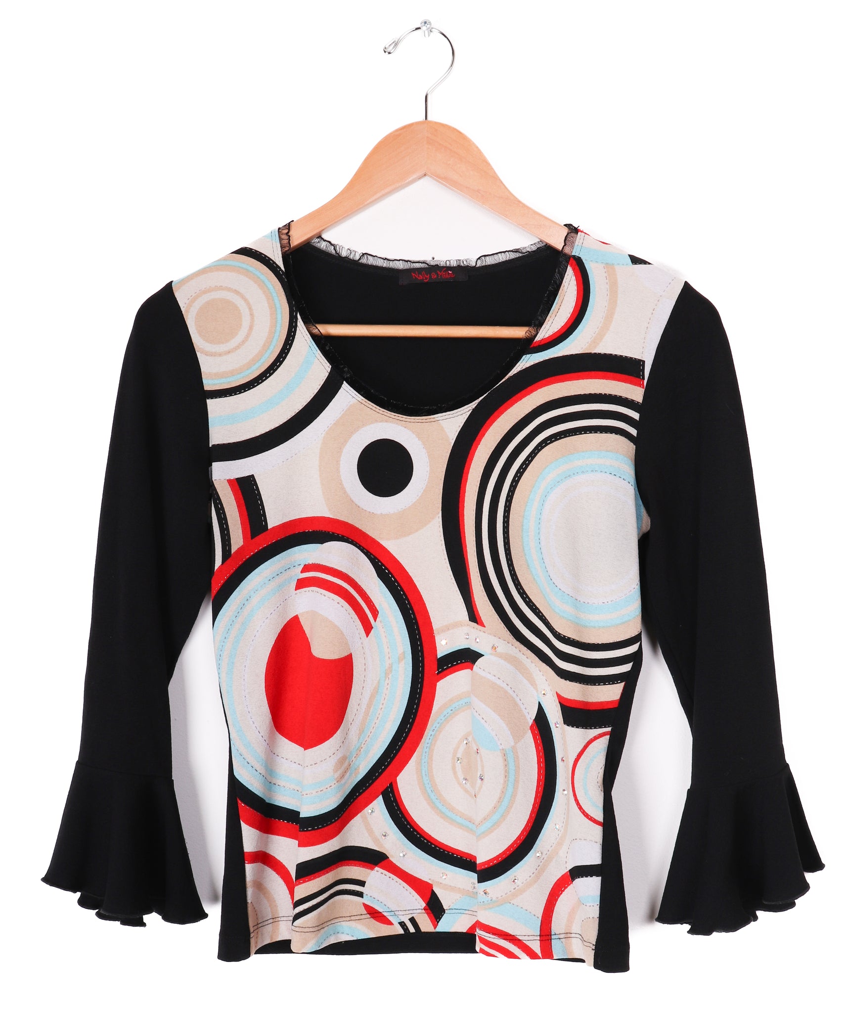Y2K Nally and Millie Funky Circles Flared Sleeves Top