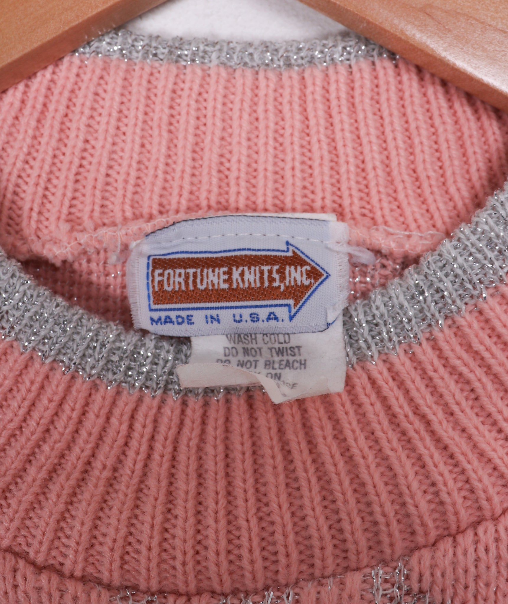 80s Fortune Knits Inc. Sparkly Pink Cropped Sweater