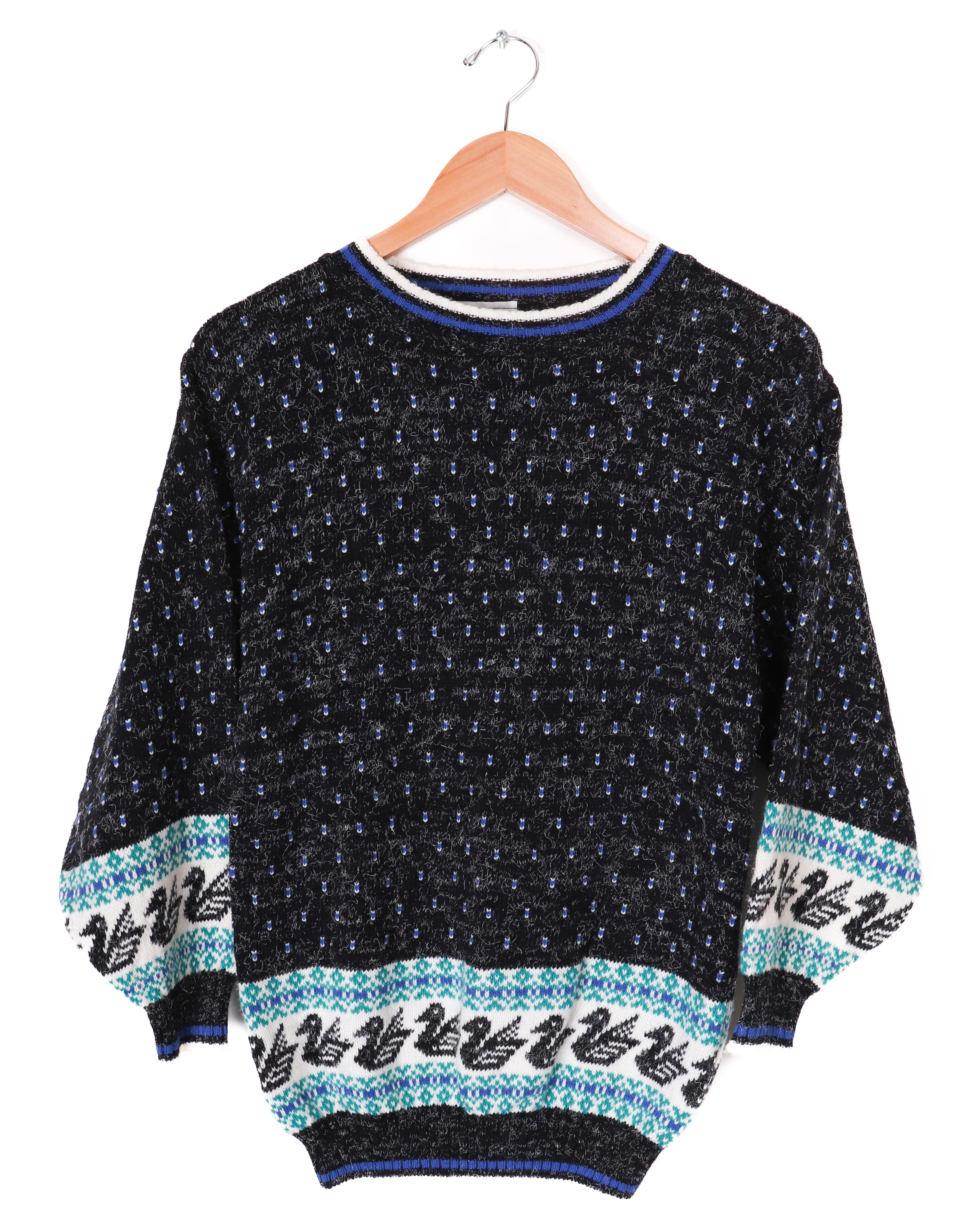 80s-90s G.F.C. Ltd. Blue and Black Swan Sweater