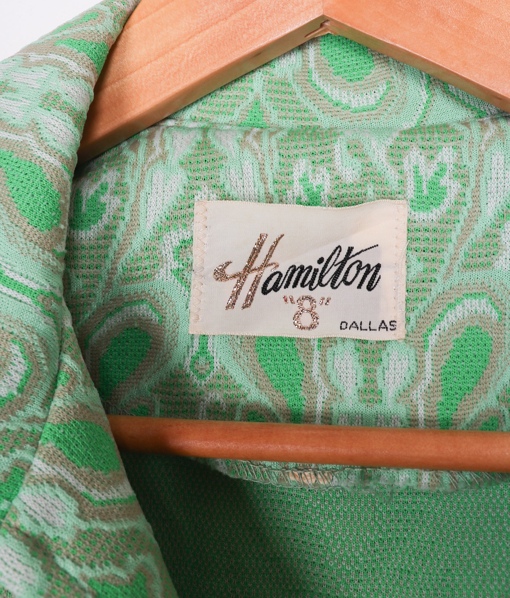 60s-70s Hamilton Green Paisley Polyester Blouse