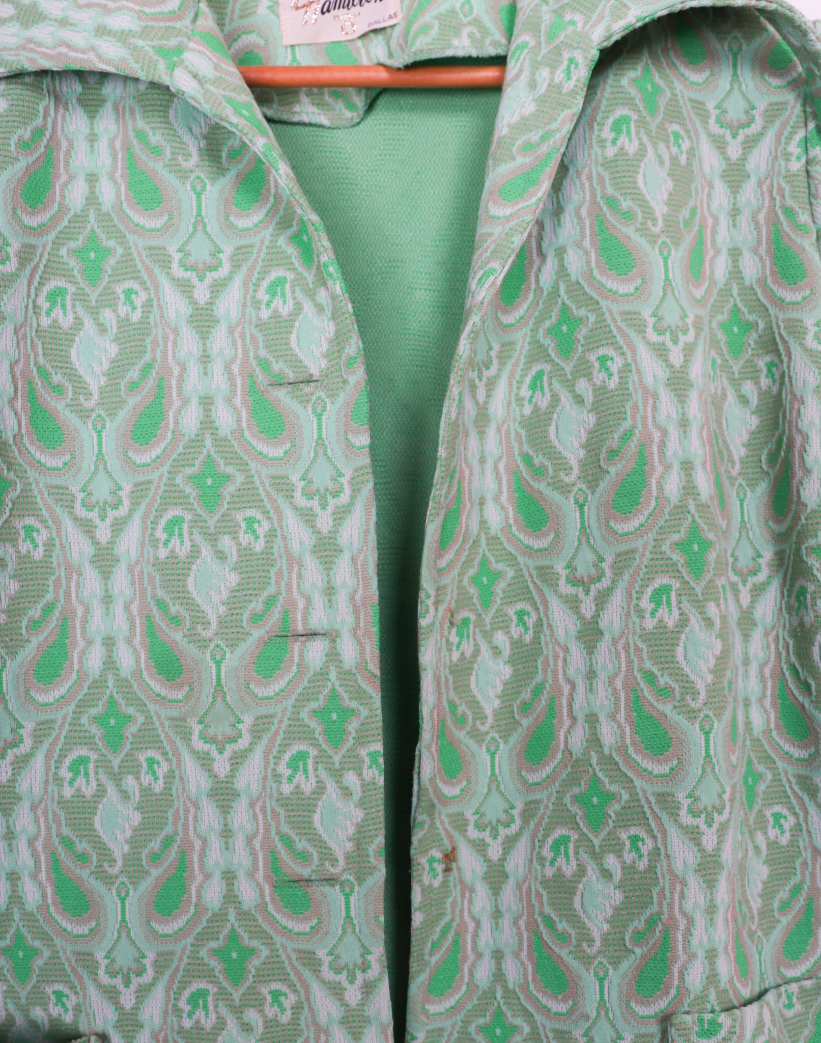 60s-70s Hamilton Green Paisley Polyester Blouse