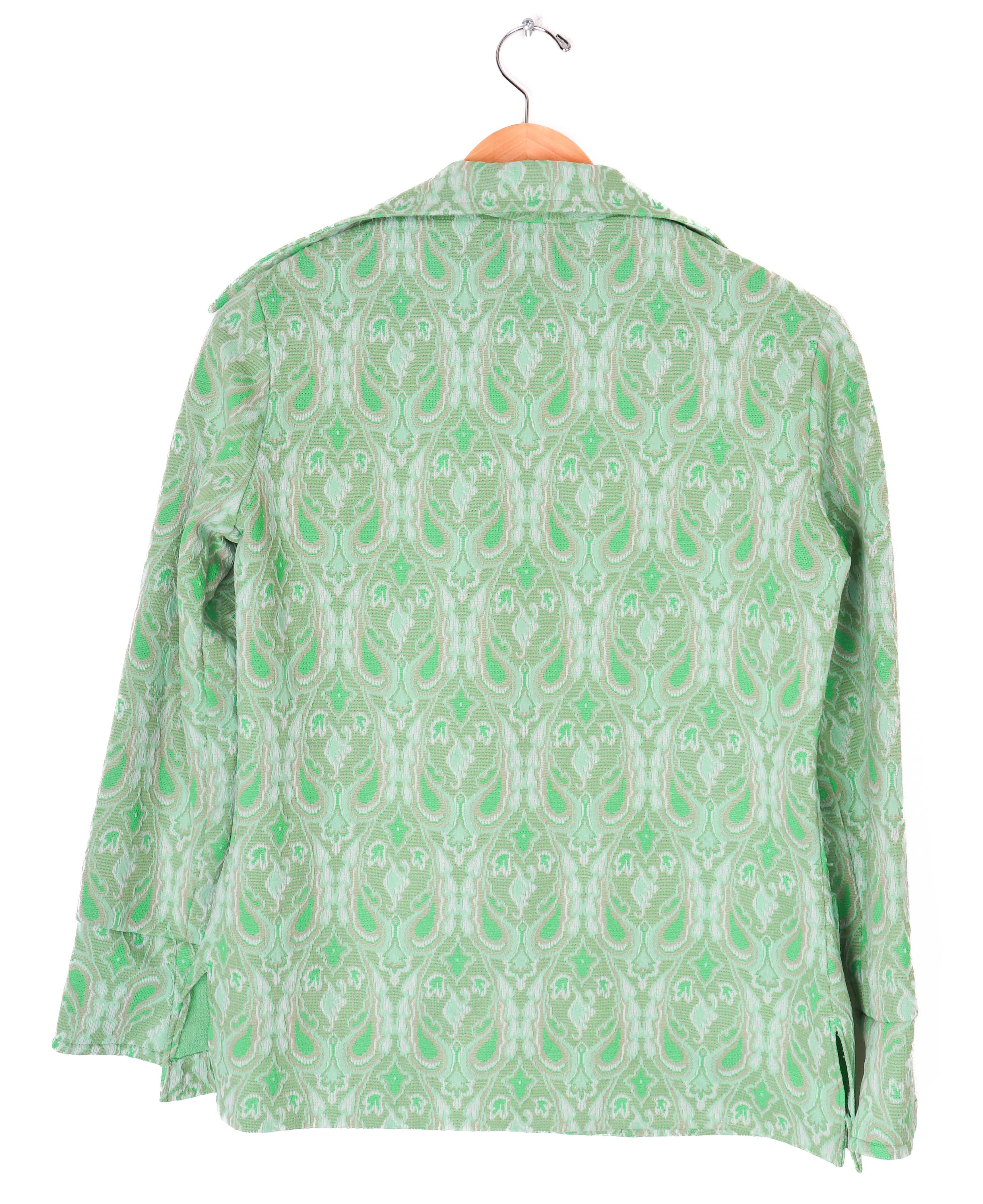 60s-70s Hamilton Green Paisley Polyester Blouse