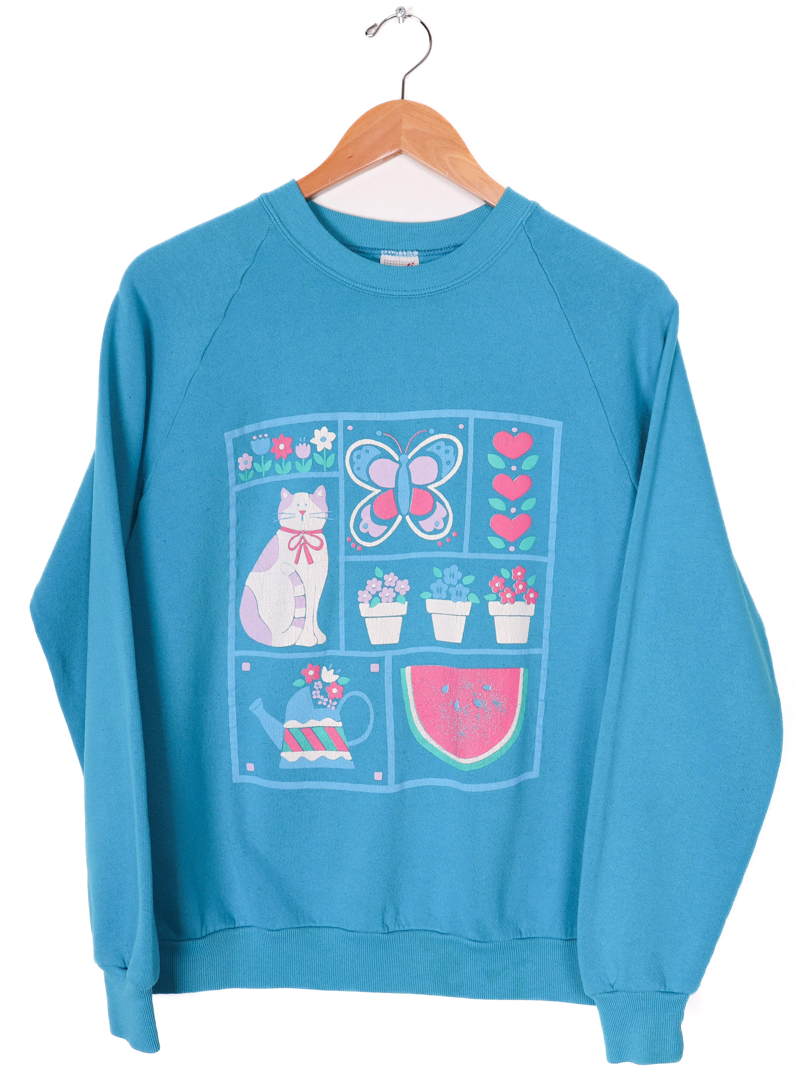 80s-90s Jerzees Cat and Flower Garden Crewneck