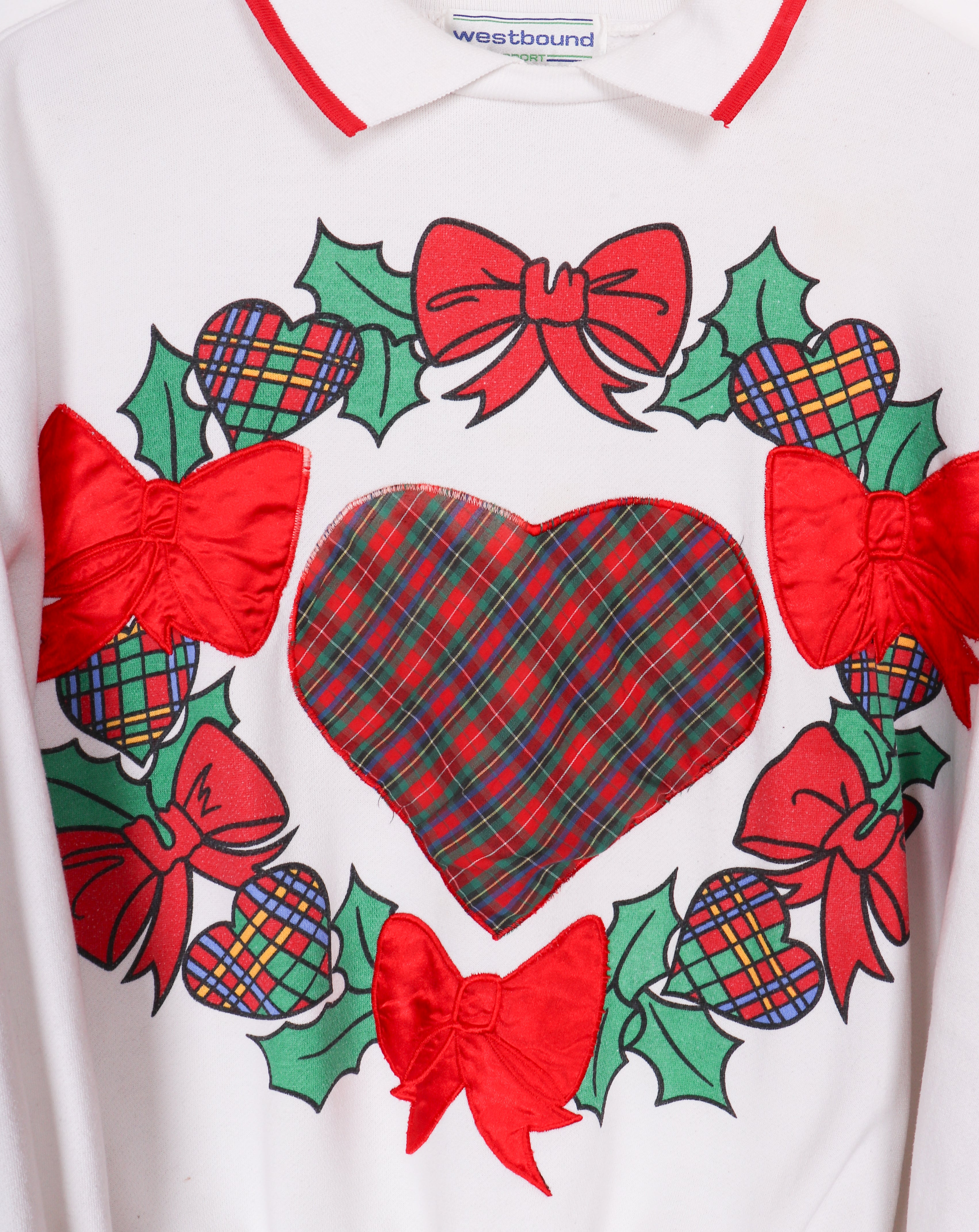 90s Westbound Sport Heart Holiday Wreath Collared Crewneck