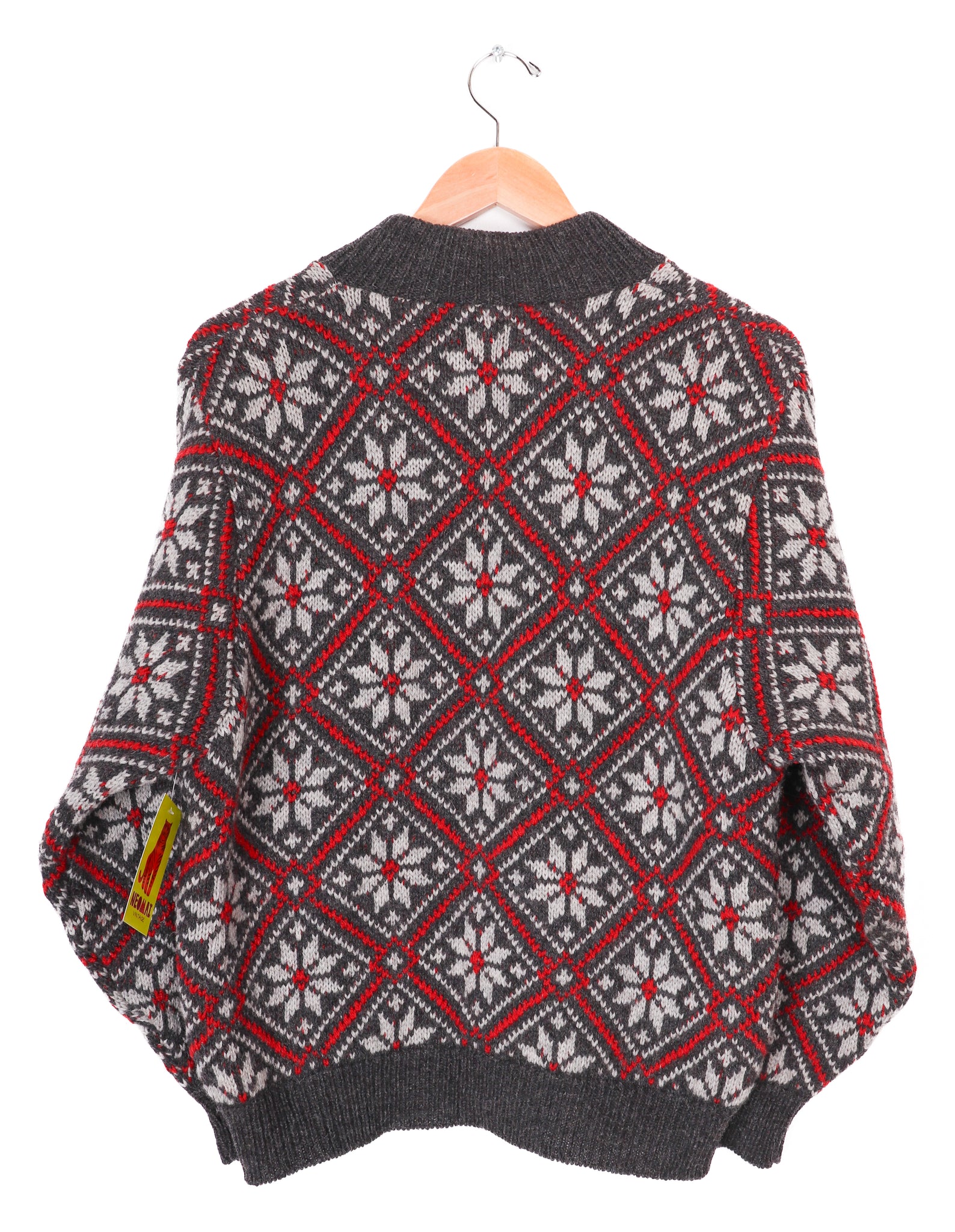 90s L.L.Bean Wool and Alpaca Snowflake Quarter Zip Sweater