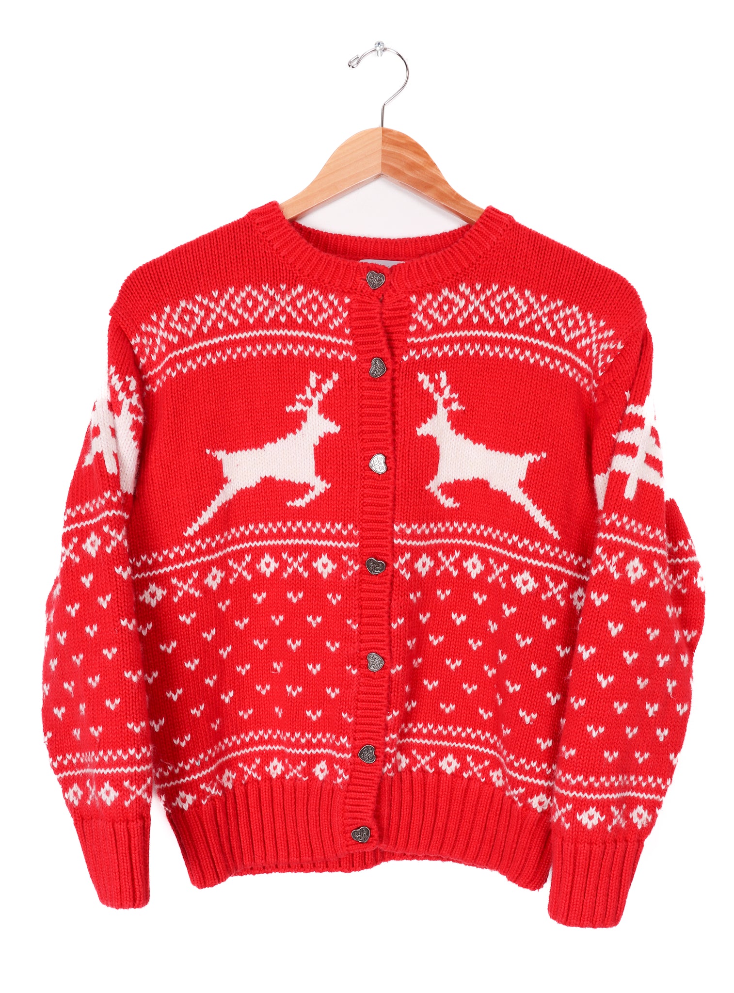 90s Hartstrings Heavy Knit Red Reindeer Sweater