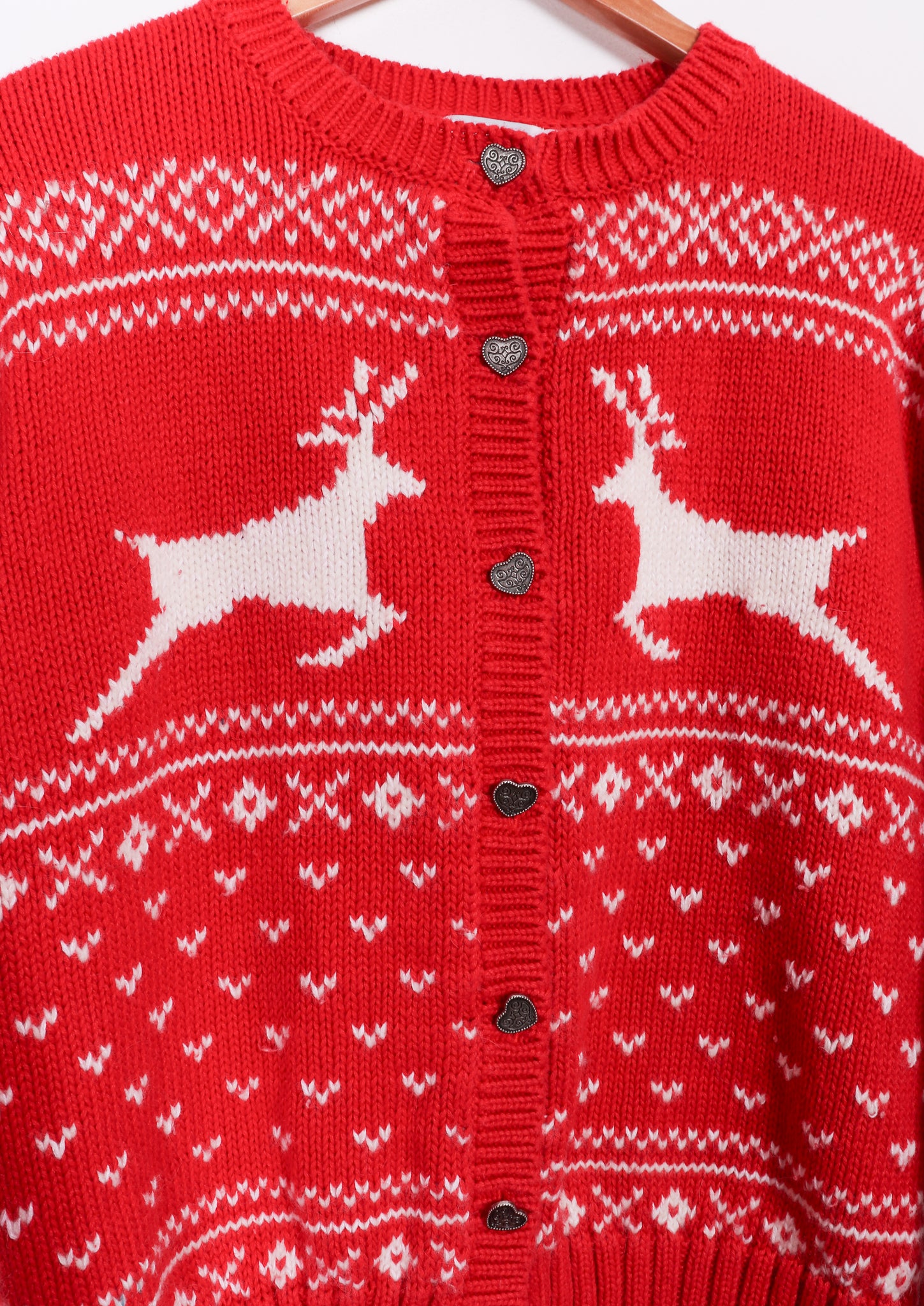 90s Hartstrings Heavy Knit Red Reindeer Sweater