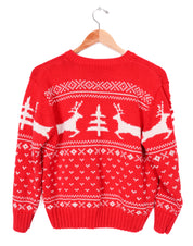 90s Hartstrings Heavy Knit Red Reindeer Sweater