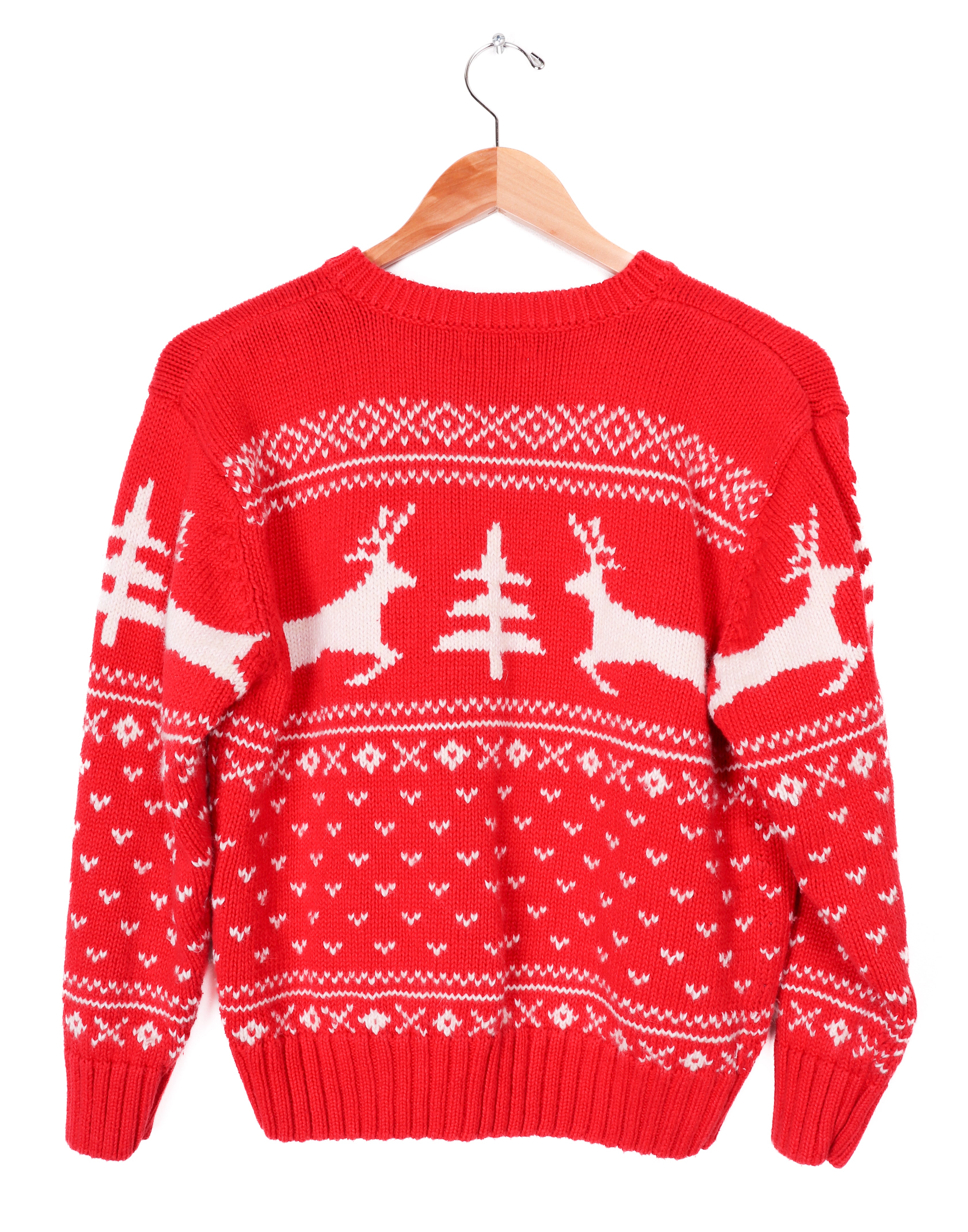 90s Hartstrings Heavy Knit Red Reindeer Sweater