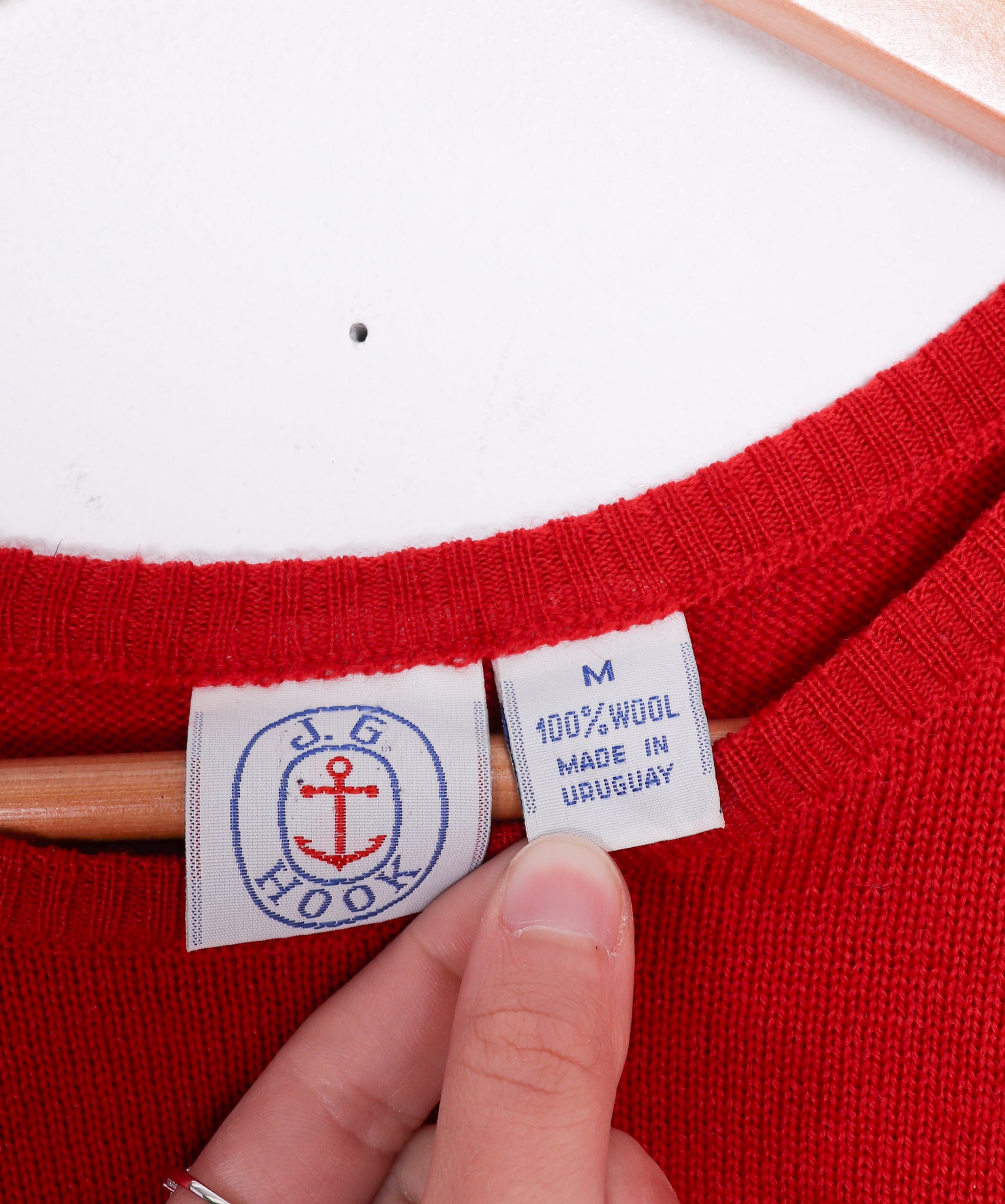 90s J.G. Hook Red Wool Anchor Sweater