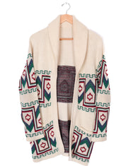 Vintage Aztec Designs Knit Sweater Cardigan