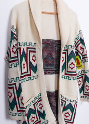 Vintage Aztec Designs Knit Sweater Cardigan