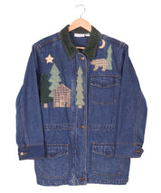 Christopher & Banks Embroidered Winter Forest Long Denim Jacket