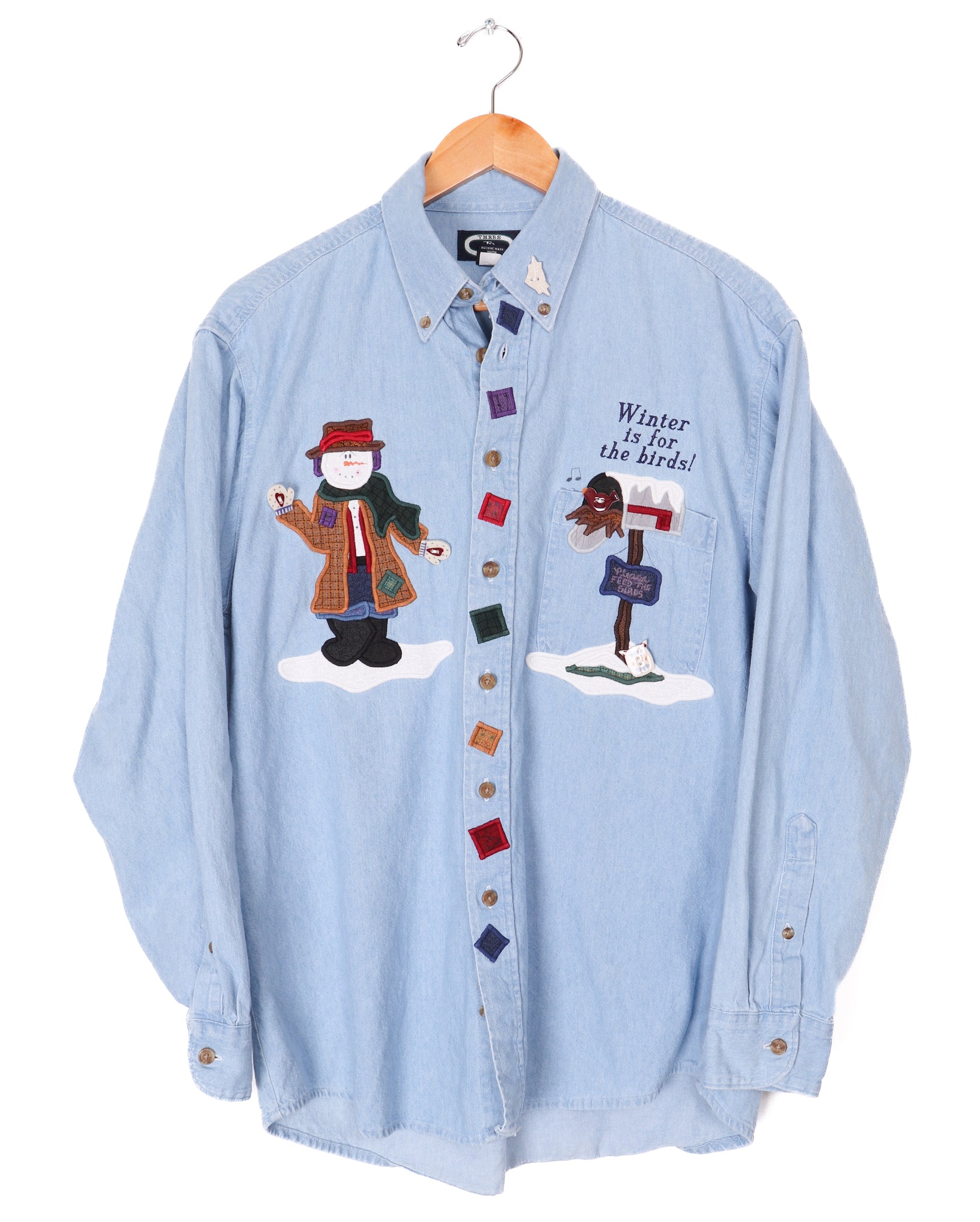 Three Rivers "Winter is for the birds" Denim Button Up