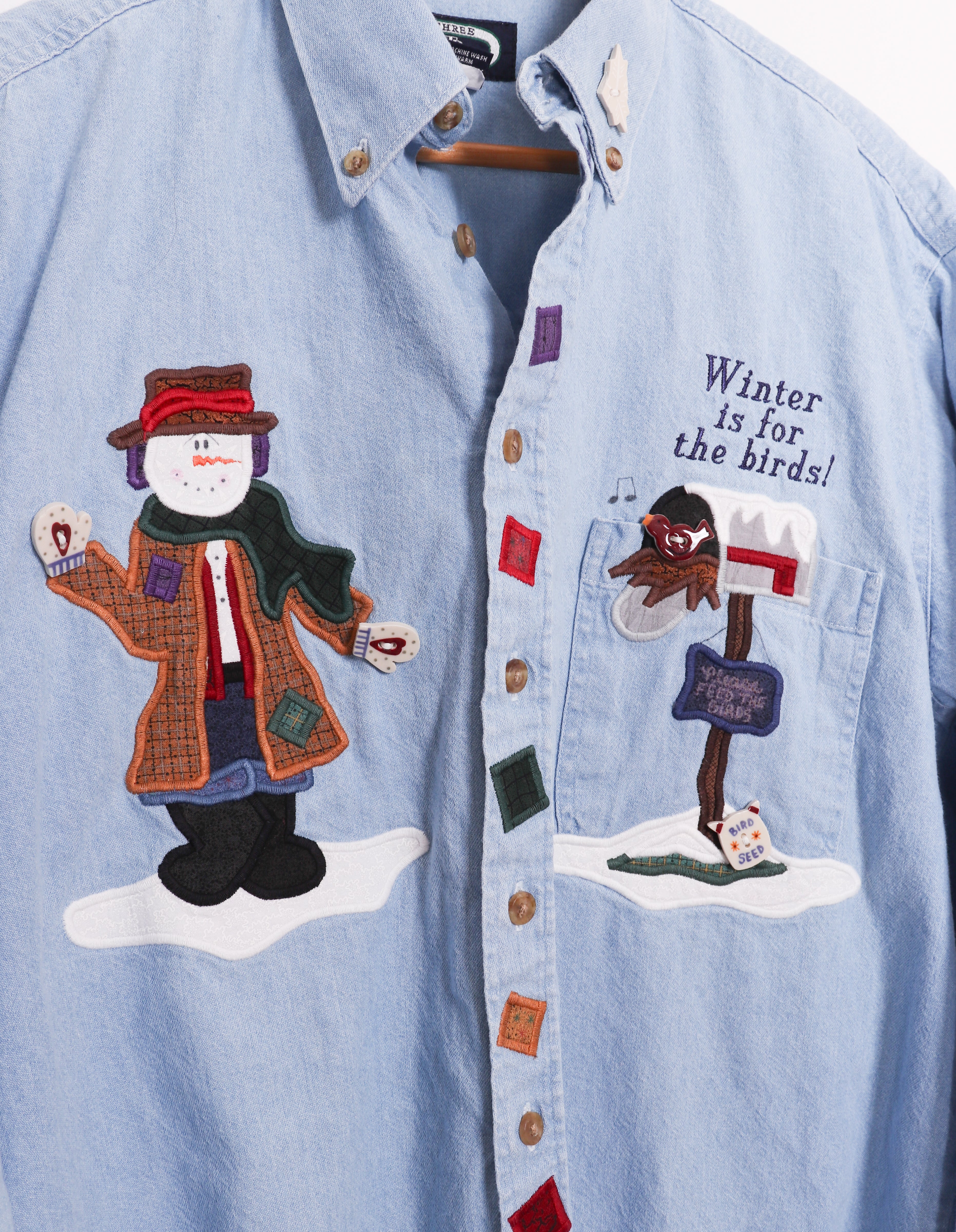 Three Rivers "Winter is for the birds" Denim Button Up