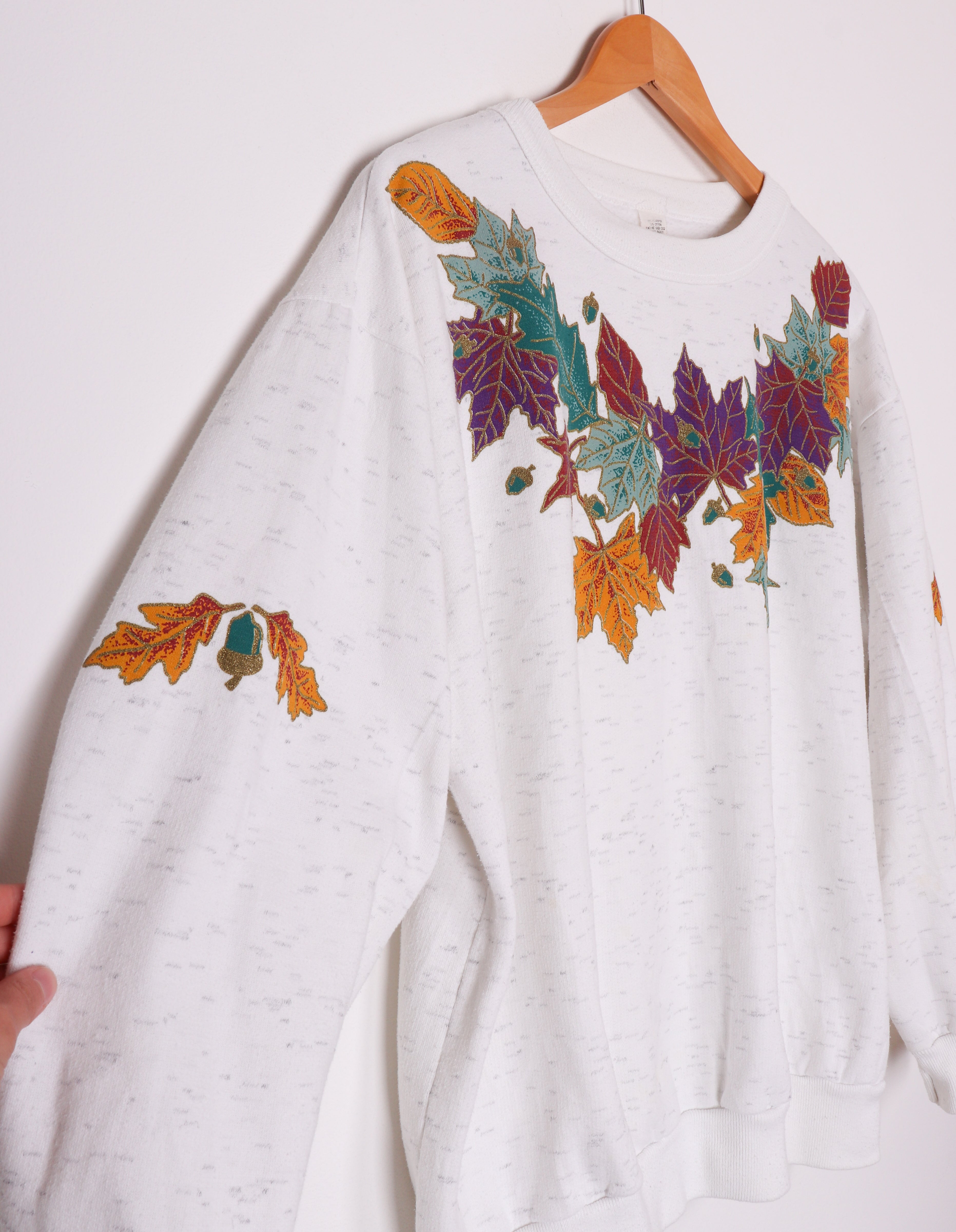 90s Colorful Fall Leaves Crewneck