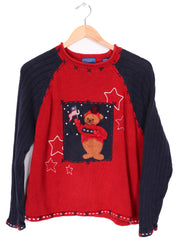 Karen Scott Sport American Teddy Bear Knit Sweater