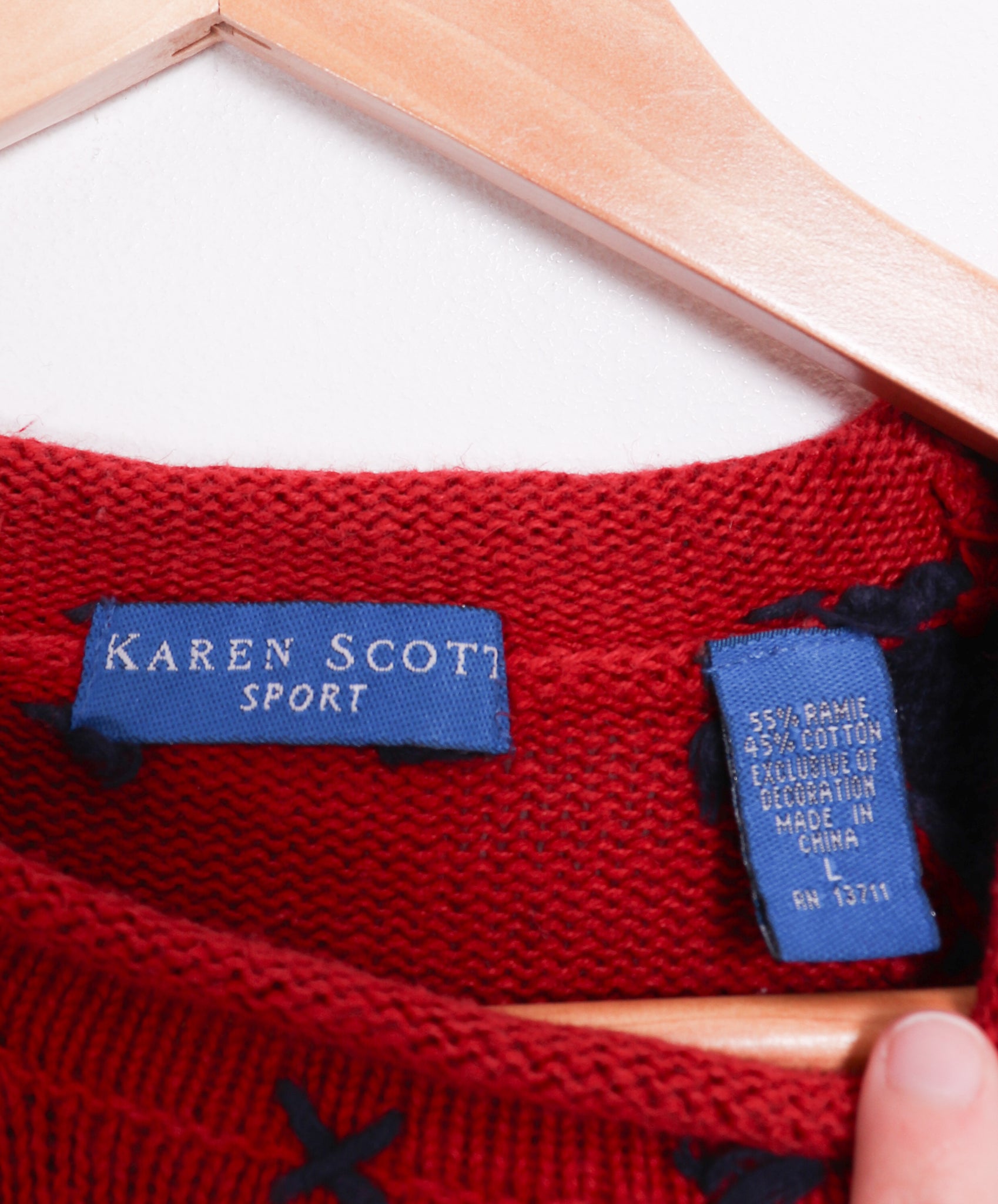 Karen Scott Sport American Teddy Bear Knit Sweater