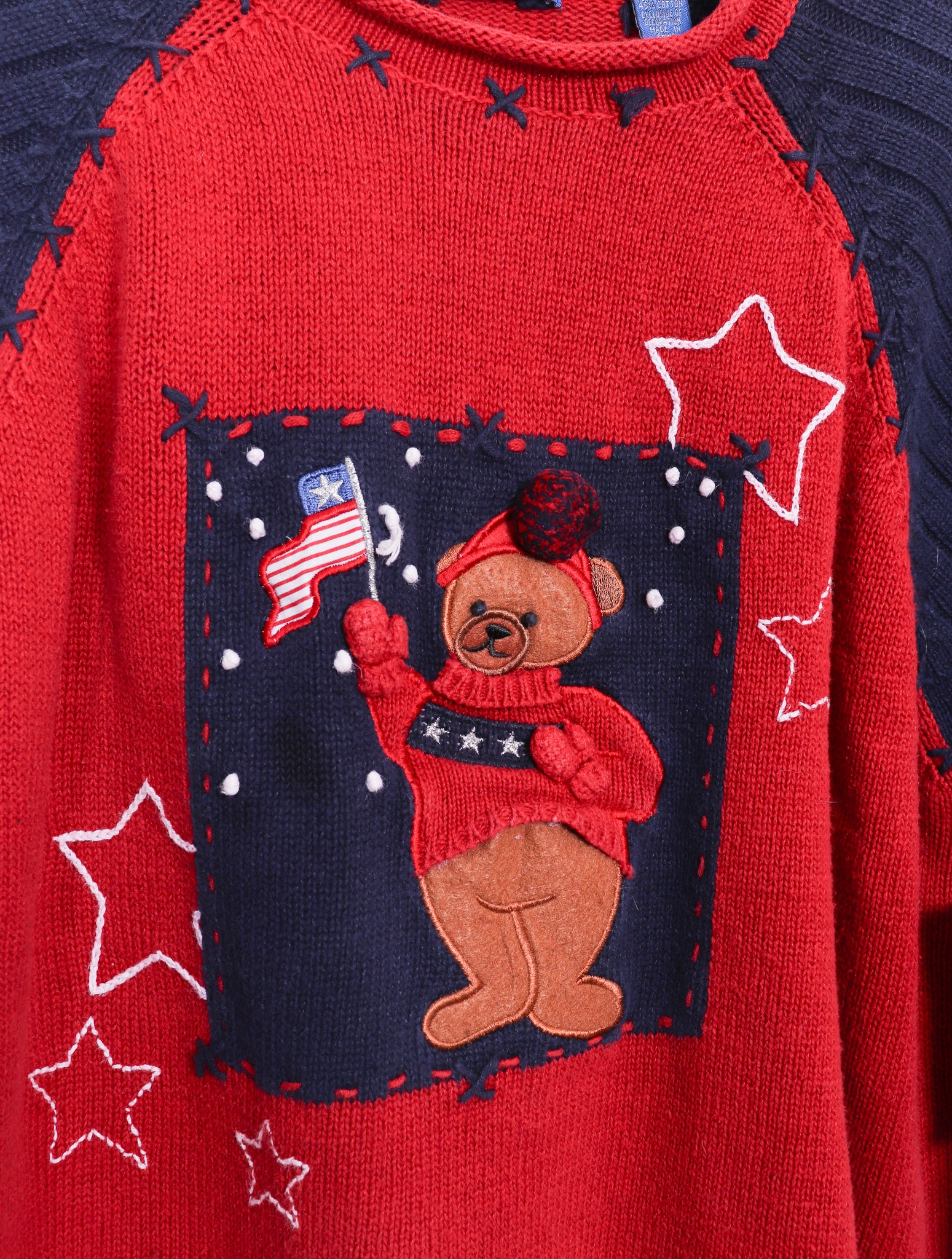 Karen Scott Sport American Teddy Bear Knit Sweater