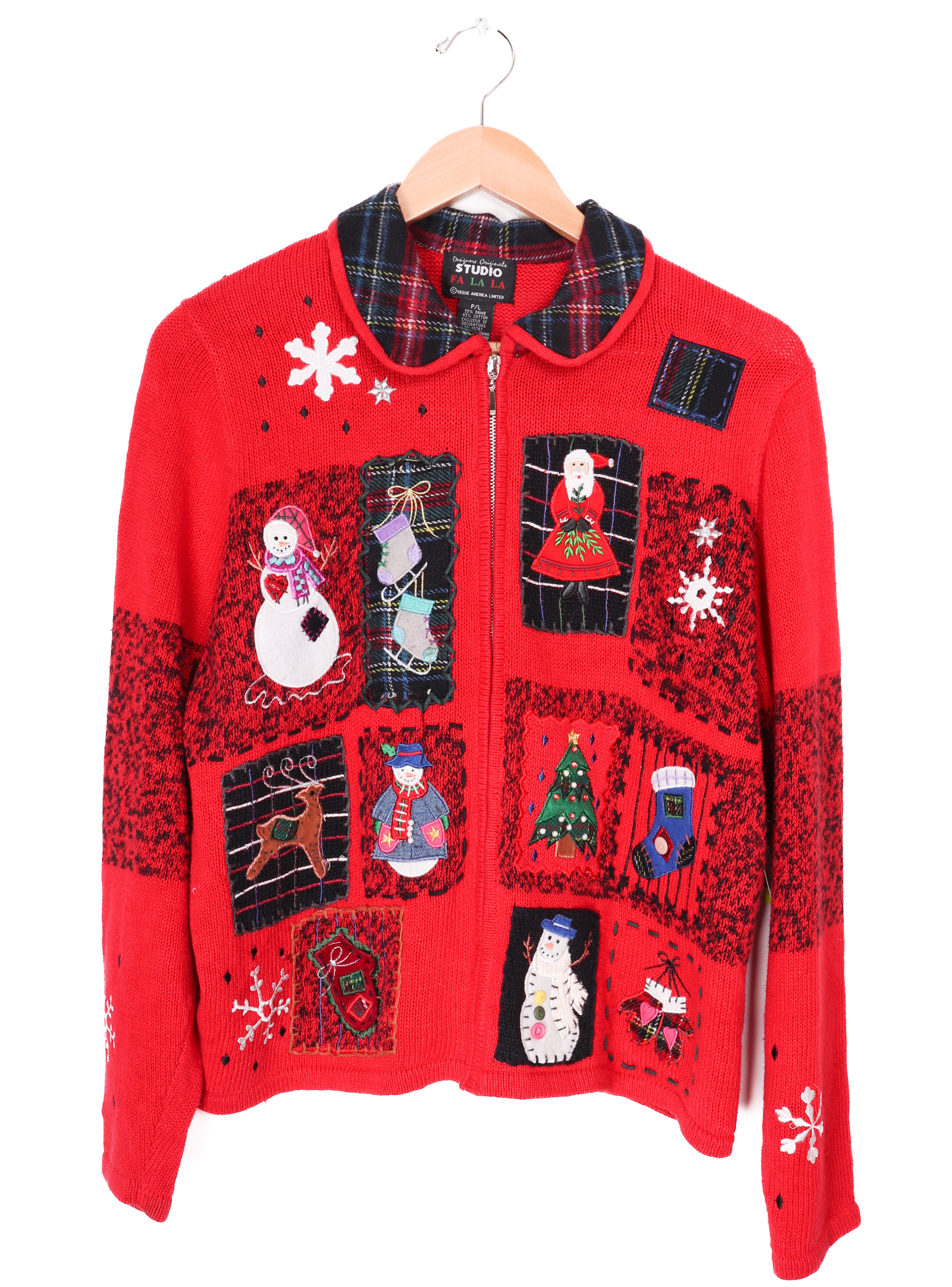 Studio Fa La La Hard Knit Christmas Zip-Up Sweater