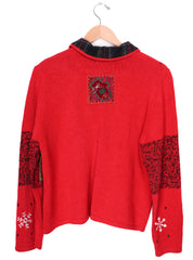 Studio Fa La La Hard Knit Christmas Zip-Up Sweater