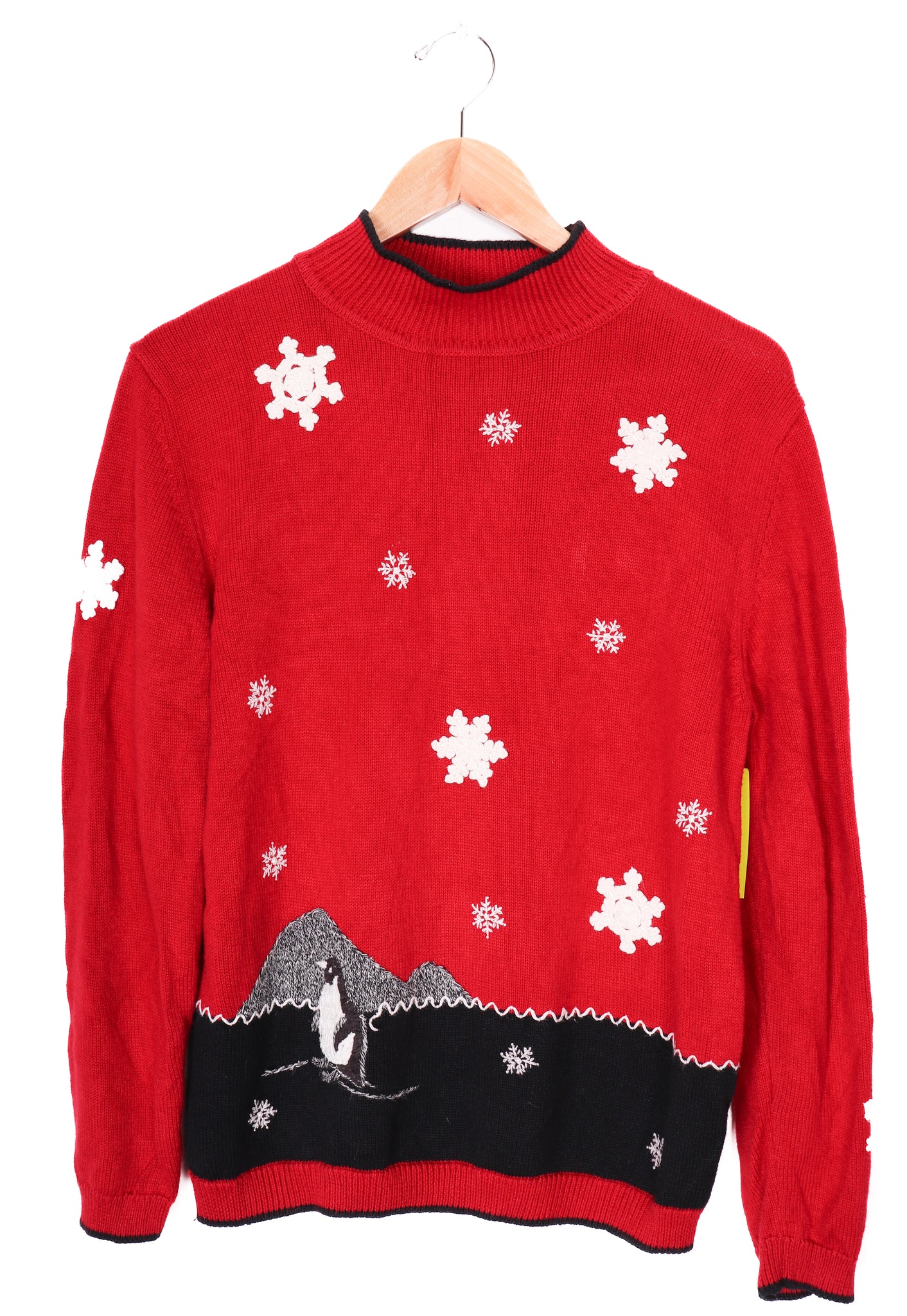 Embroidered Snowflakes and Penguin Sweater