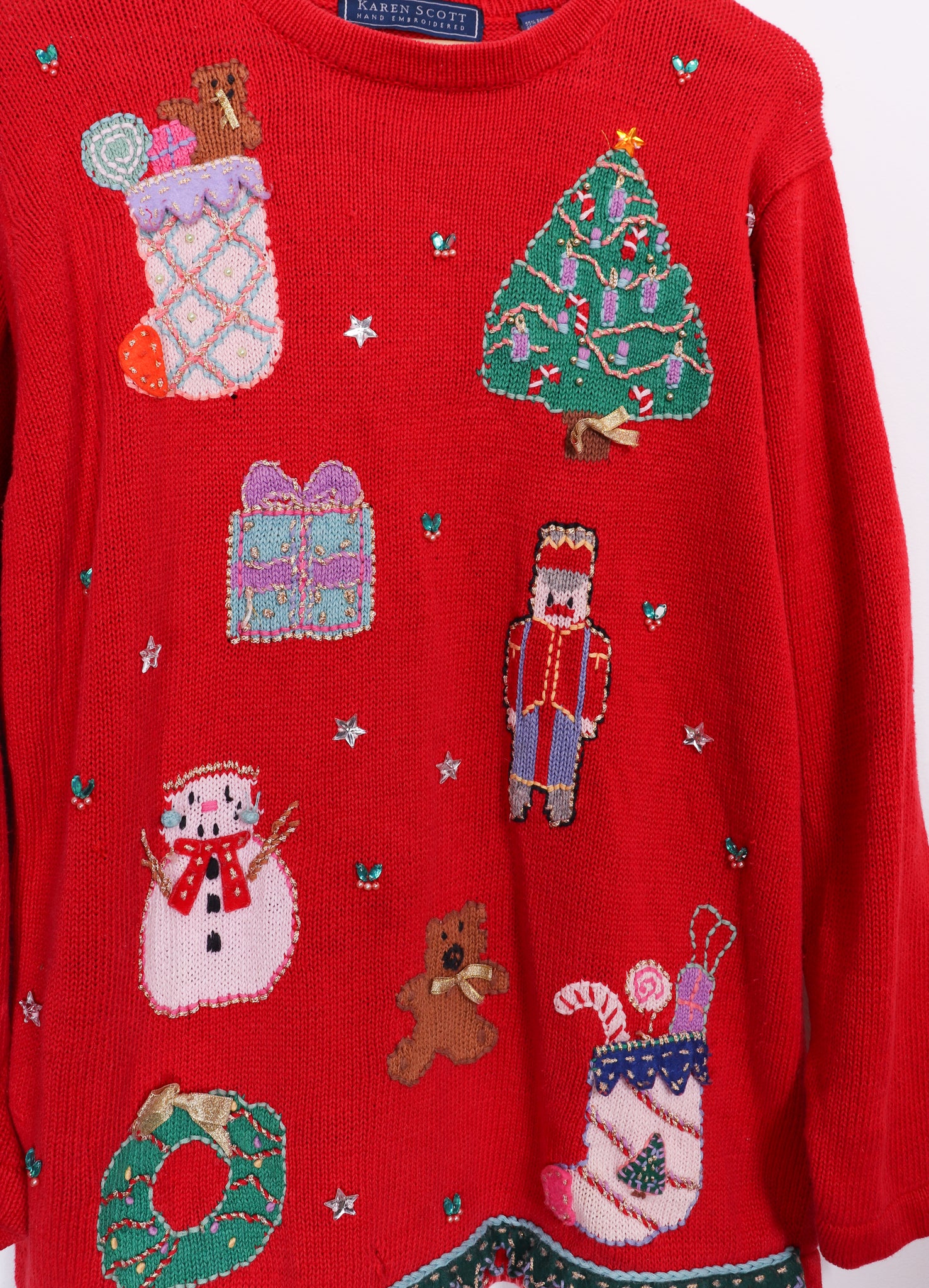 Karen Scott Embroidered Christmas Sweater