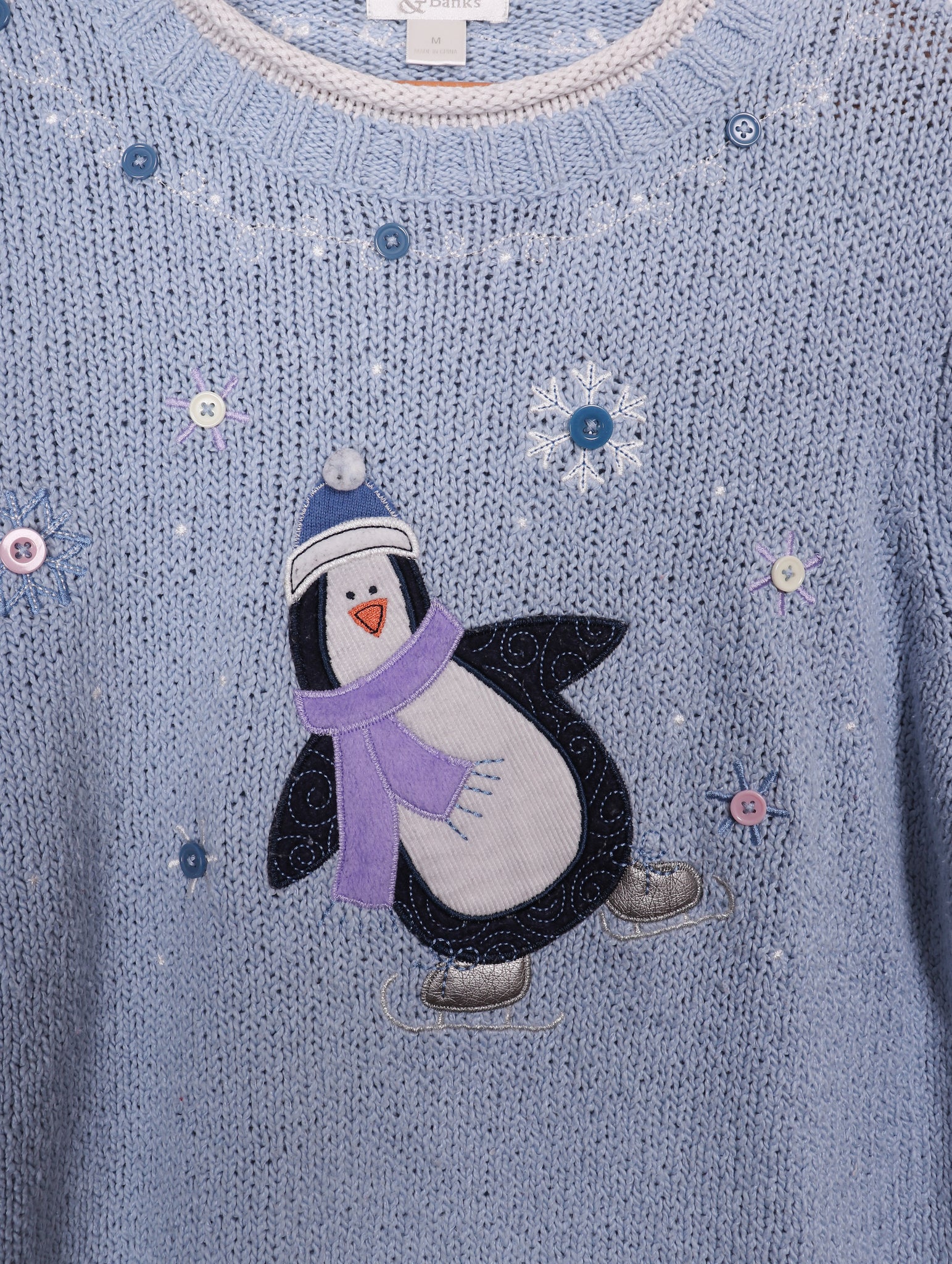 Christopher & Banks Cute Penguin Blue Sweater
