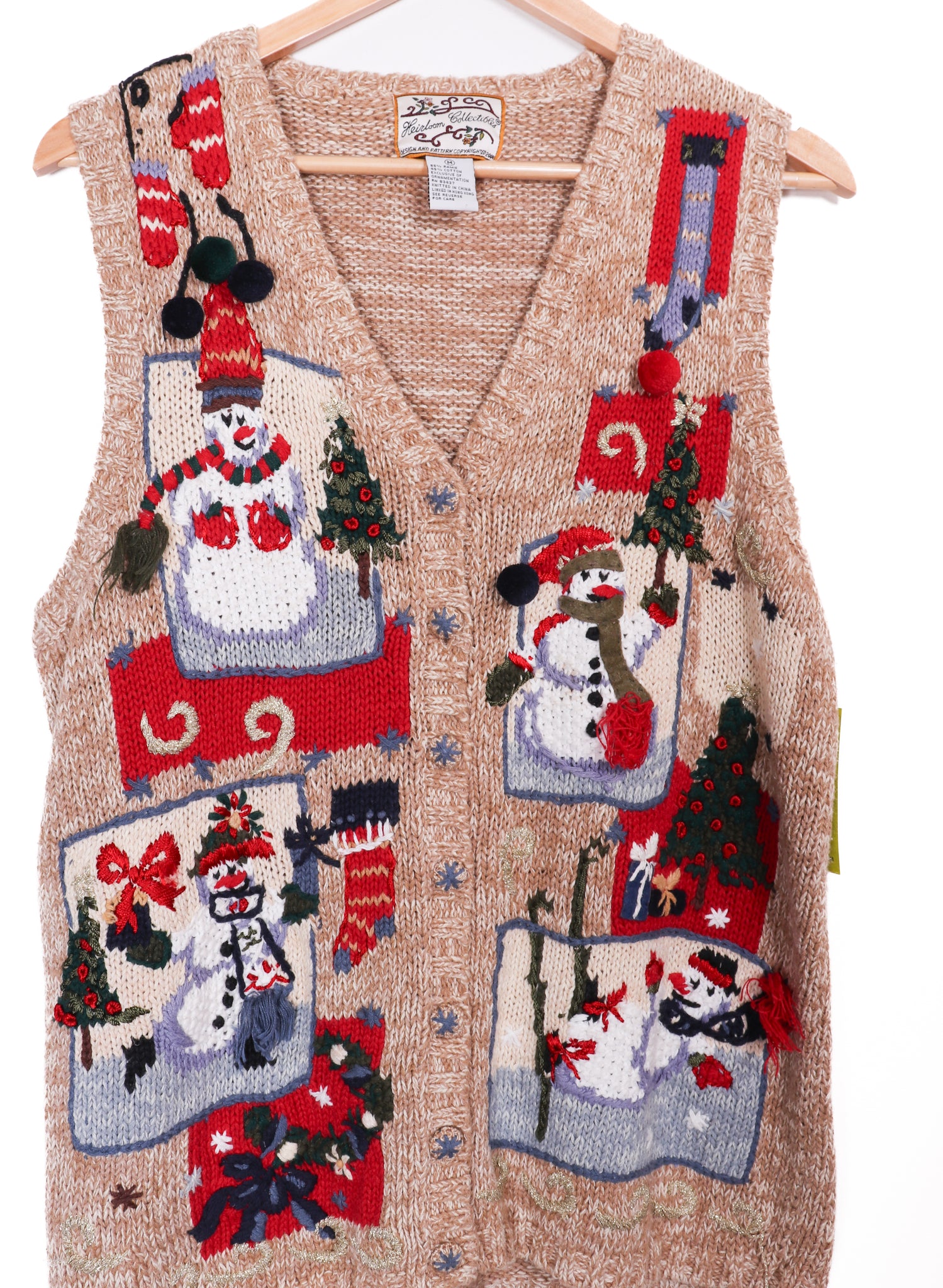 90s Heirloom Collectibles Funky Snowmen Sweater Vest