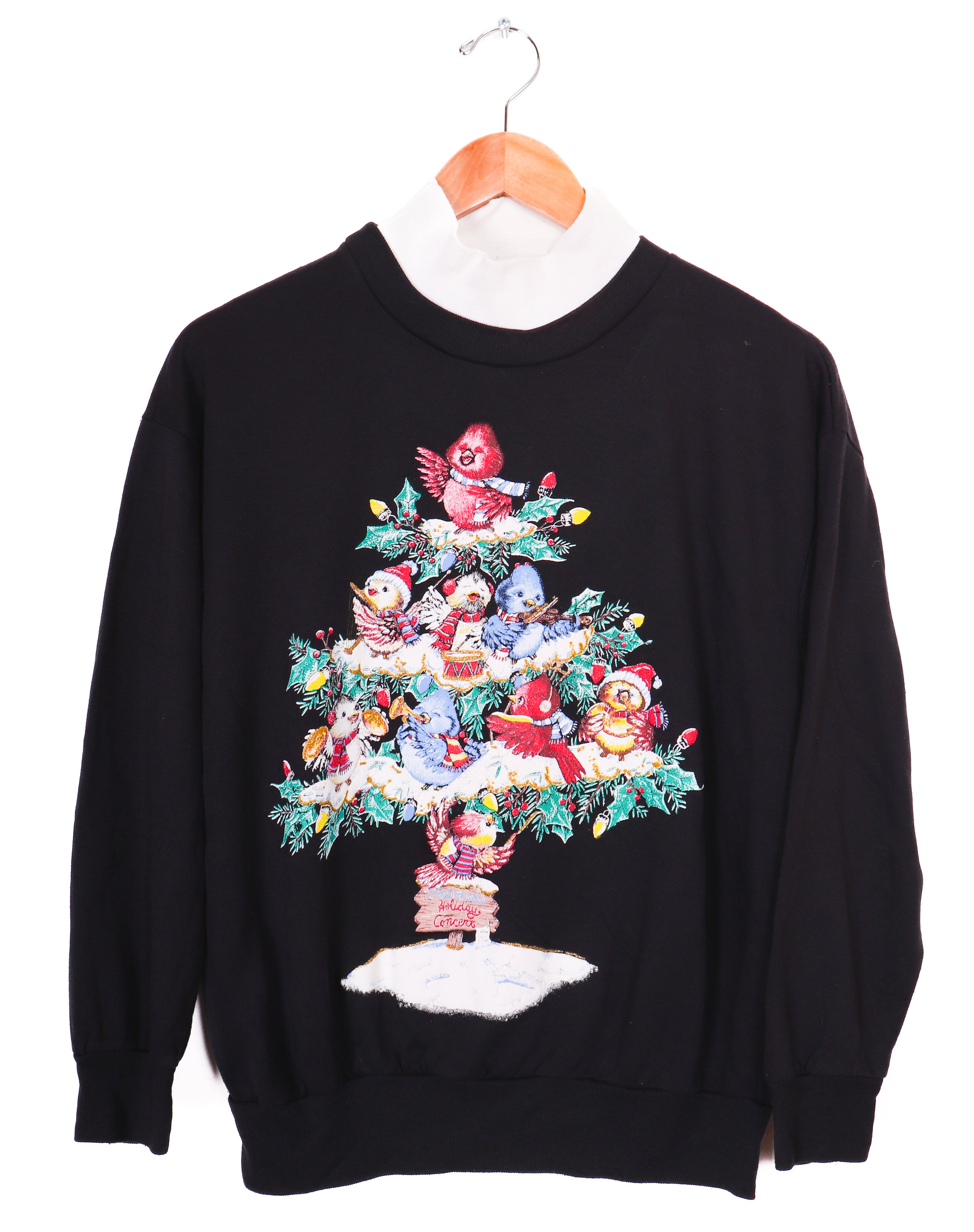 90s Nutcracker Singing birds in a Winter Tree Crewneck