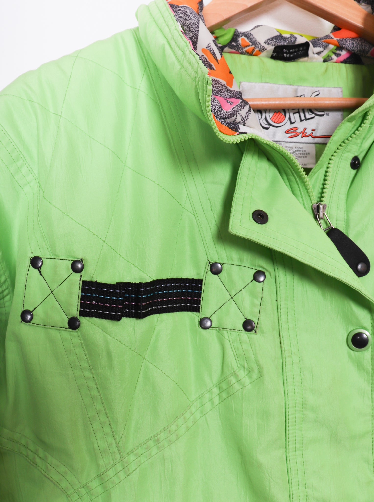80s Profile Ski Funky Neon Green Ski Puffer Jacket