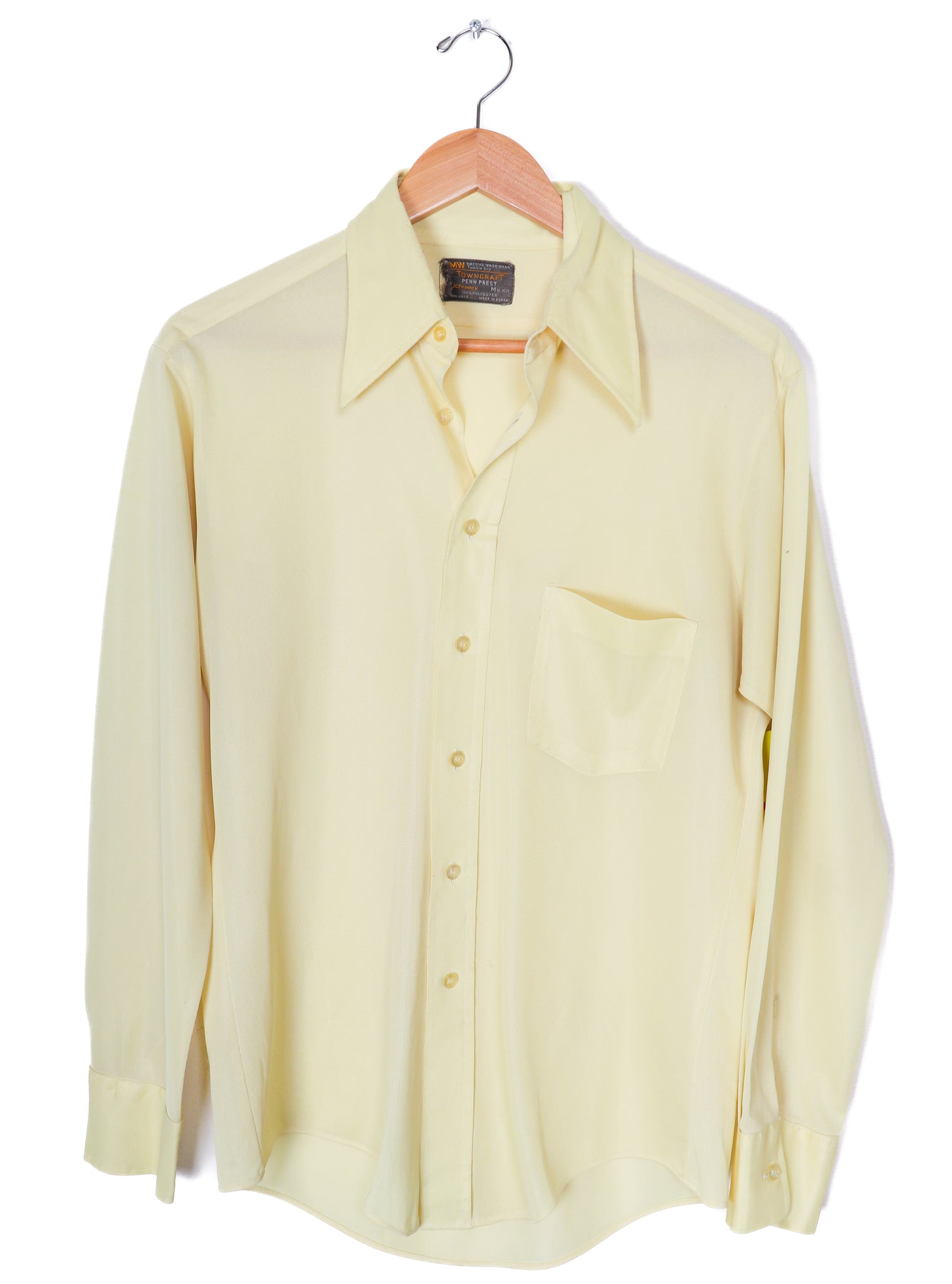 70s JCPenny Towncraft Yellow Polyester Button Up