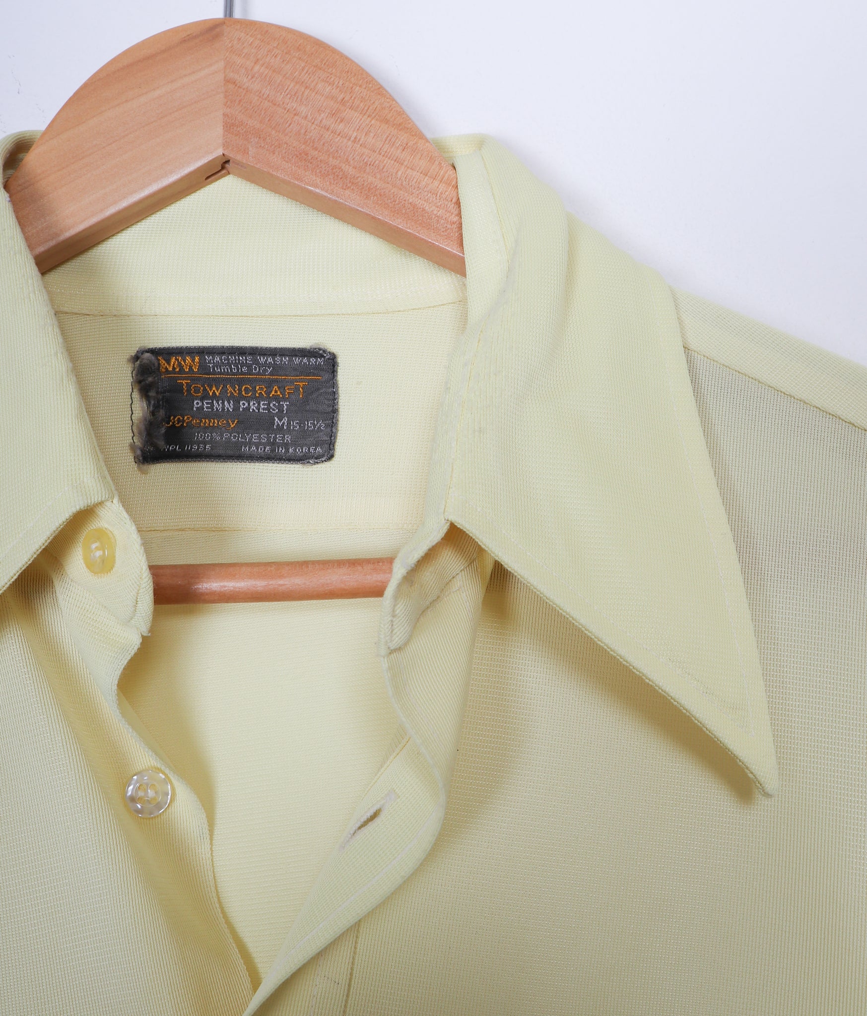 70s JCPenny Towncraft Yellow Polyester Button Up
