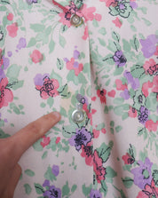 60s-70s Mar-Lek Pastel Florals Polyester Blouse