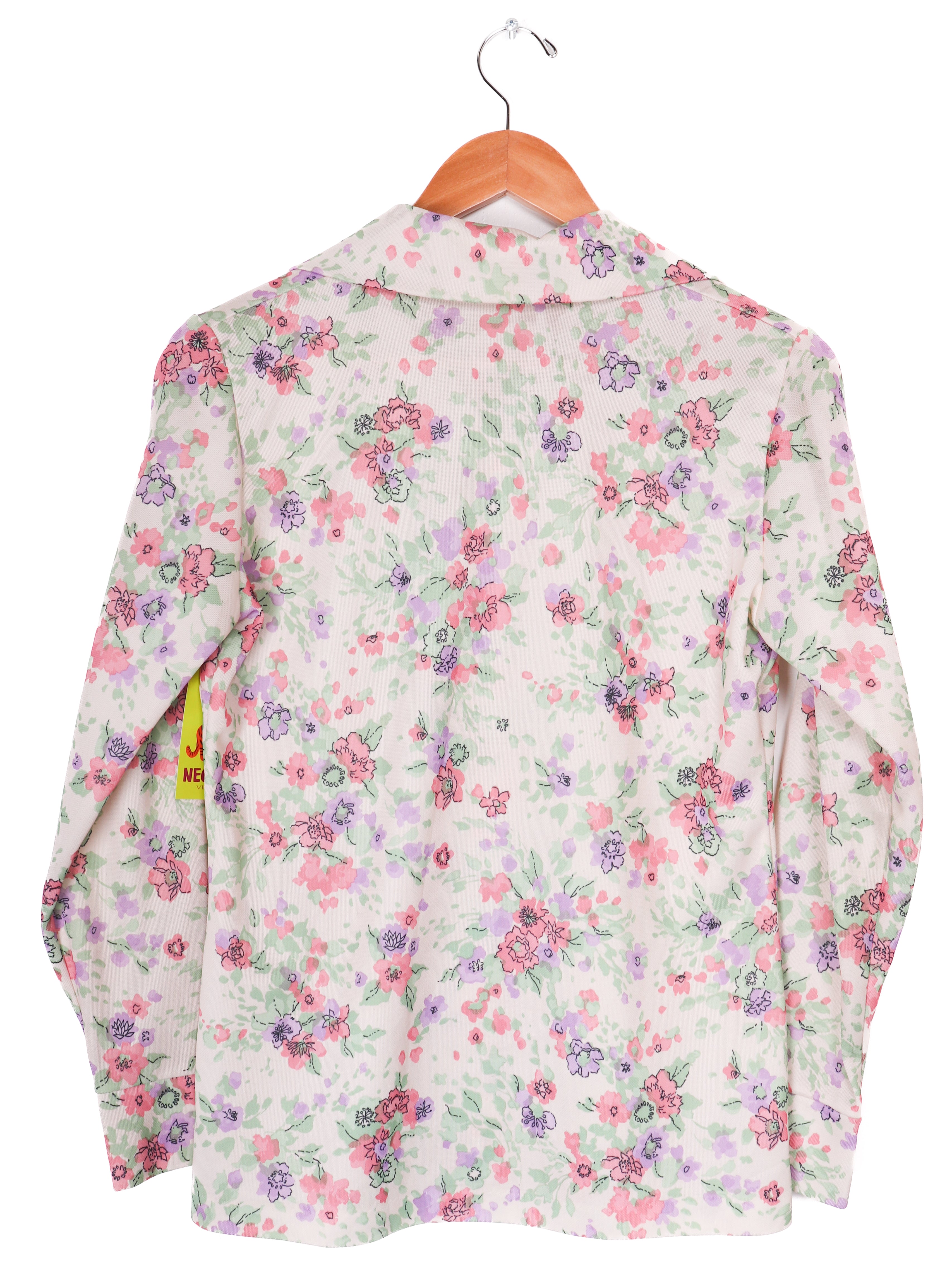 60s-70s Mar-Lek Pastel Florals Polyester Blouse