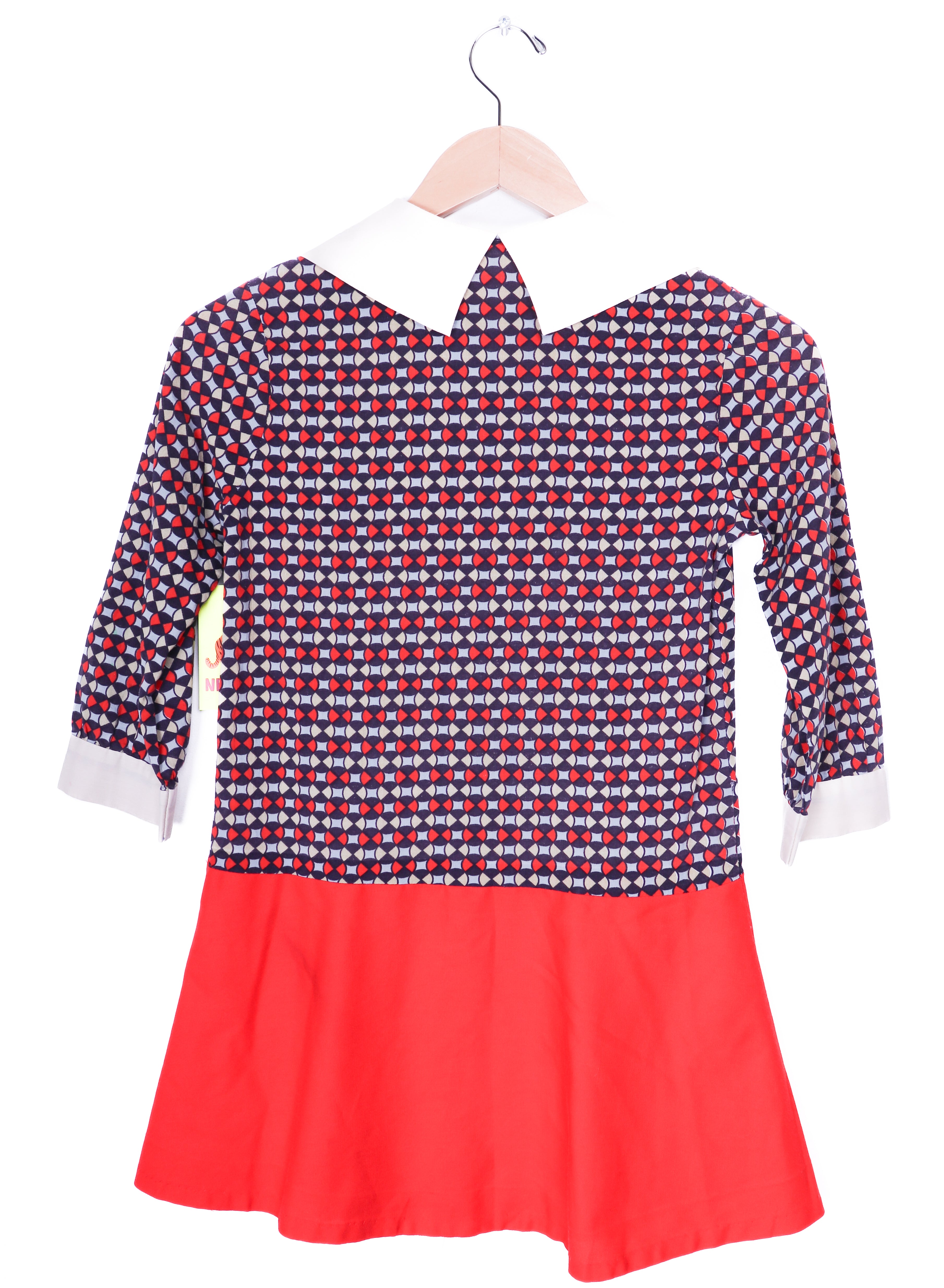 60s-70s Precious Mini Dress Top with Large Collar