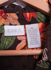 Erika Red and Orange Floral Brown Blouse