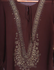 Brittany Black Flowy Brown and Gold Sequined Blouse Top