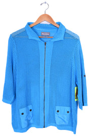 Tanjay Blue Knit Zip-Up Top